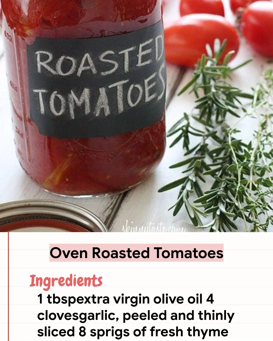 Low Carb Recipe Oven Roasted Tomatoes