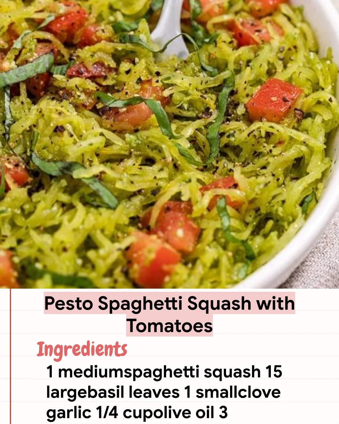 Low Carb Recipe Pesto Spaghetti Squash with Tomatoes
