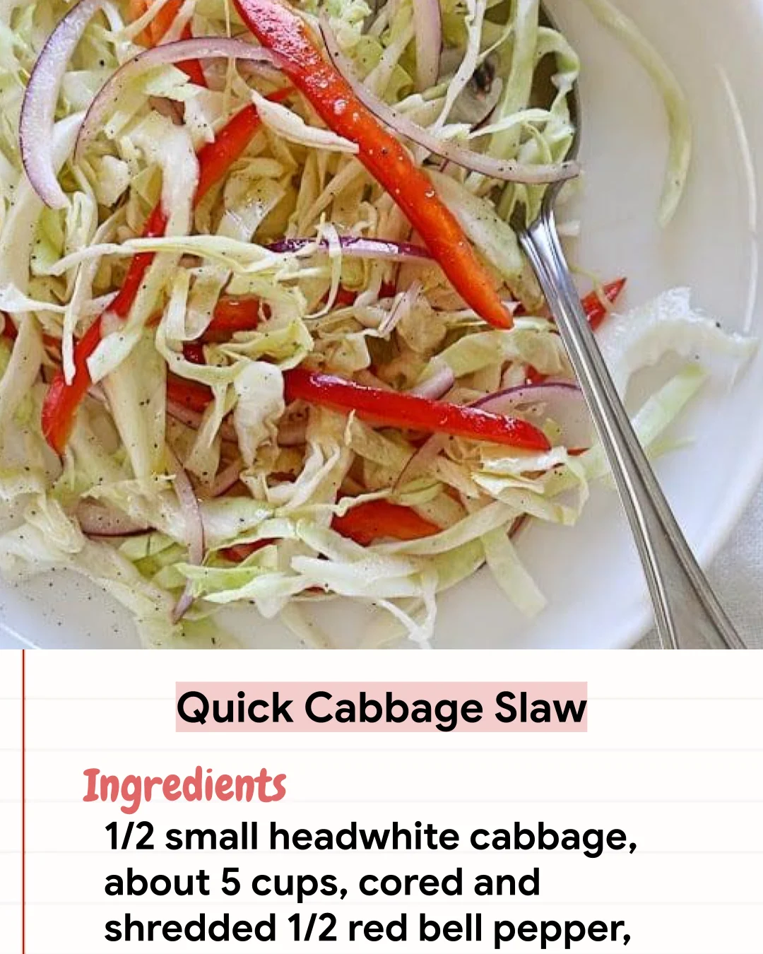 Low Carb Recipe Quick Cabbage Slaw