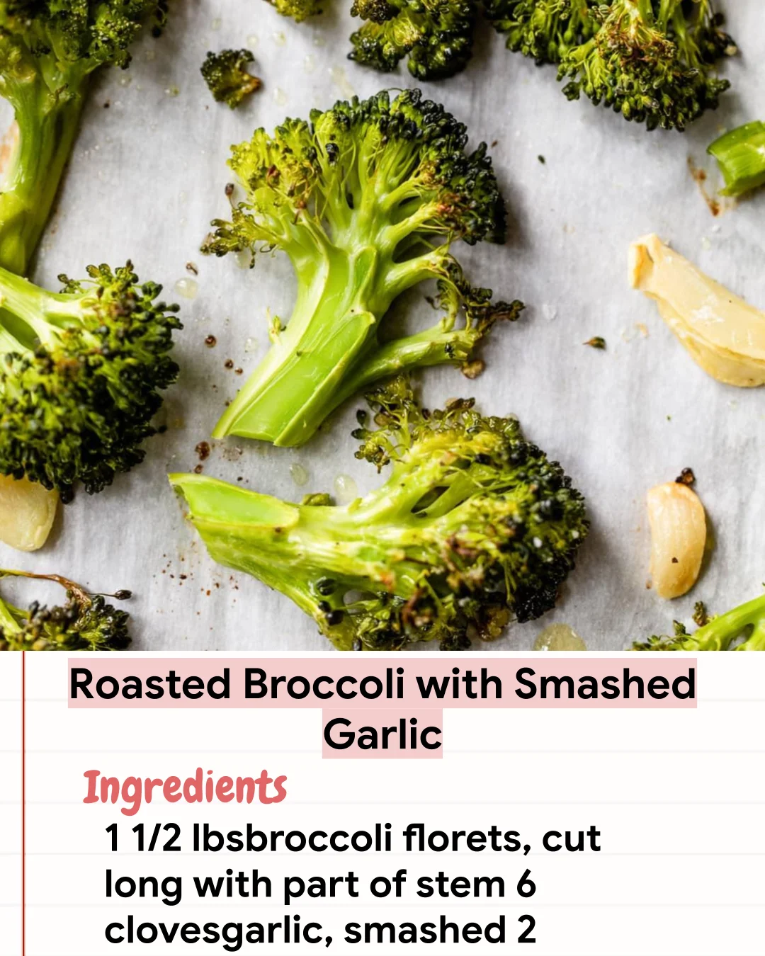 Low Carb Recipe Roasted Broccoli with Smashed Garlic