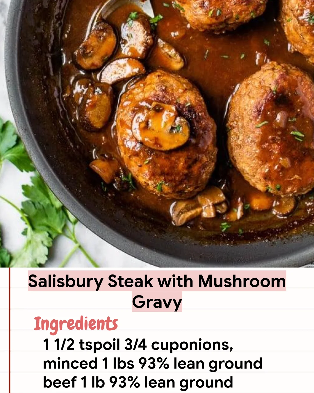 Low Carb Recipe Salisbury Steak with Mushroom Gravy