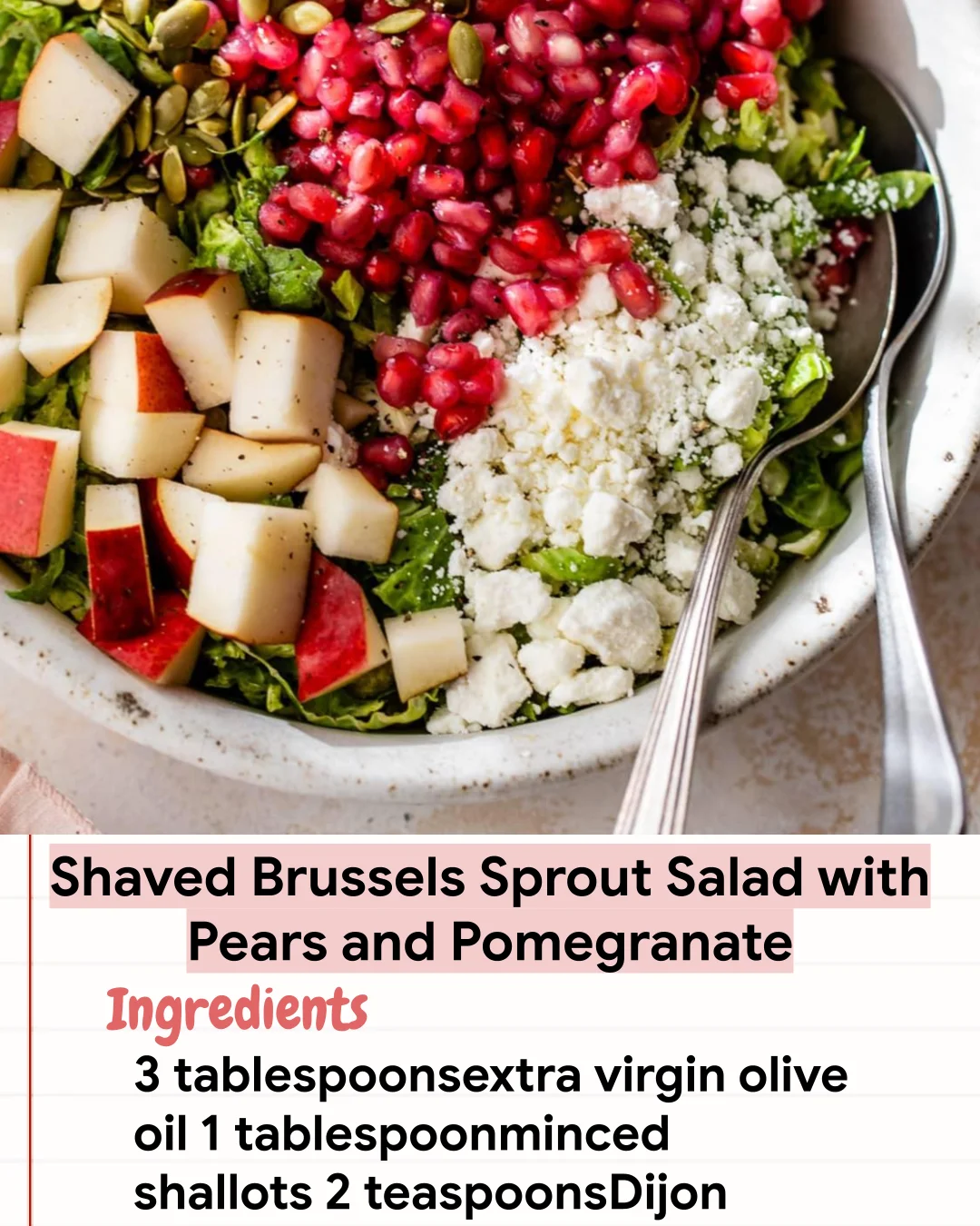 Low Carb Recipe Shaved Brussels Sprout Salad with Pears and Pomegranate