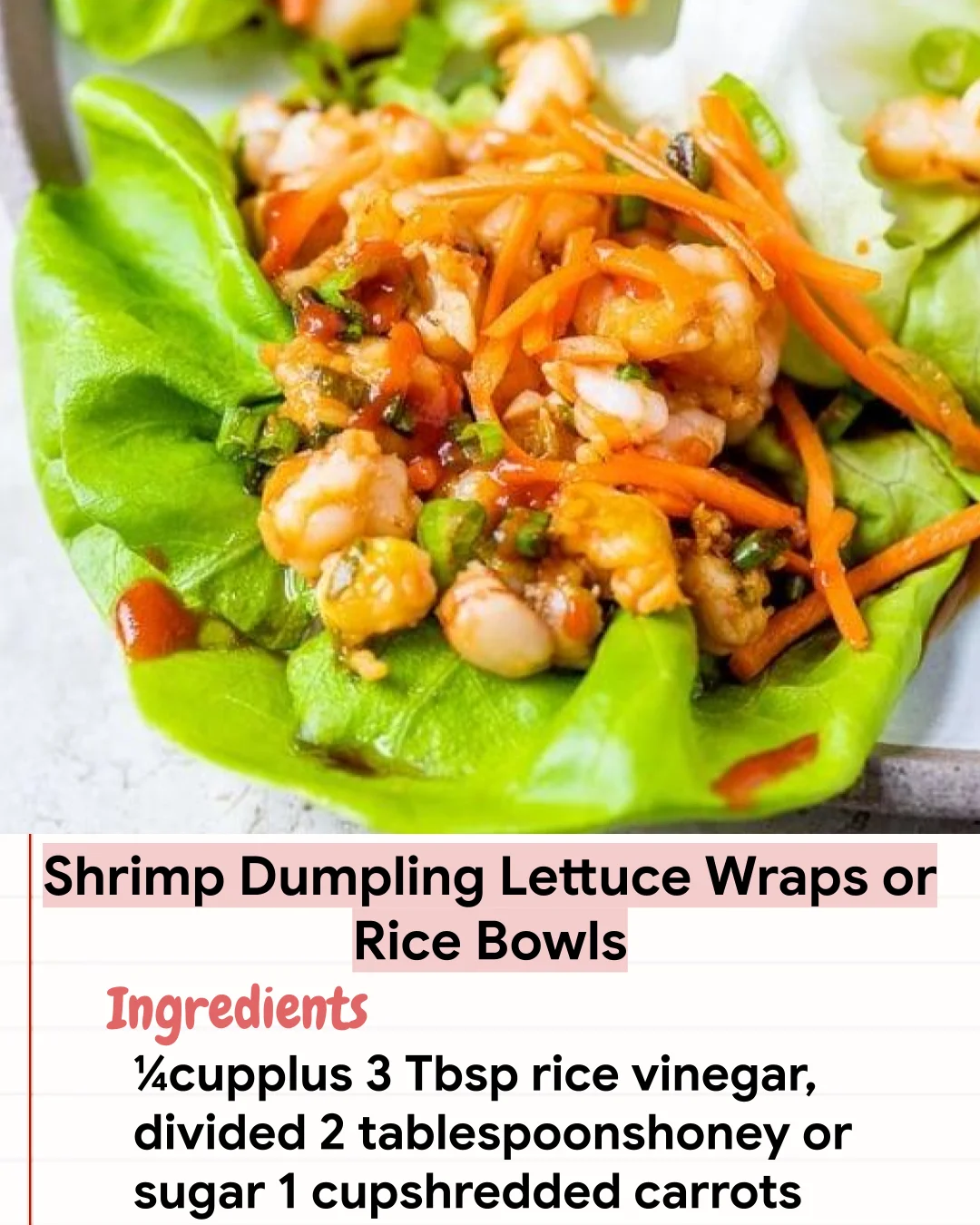 Low Carb Recipe Shrimp Dumpling Lettuce Wraps or Rice Bowls