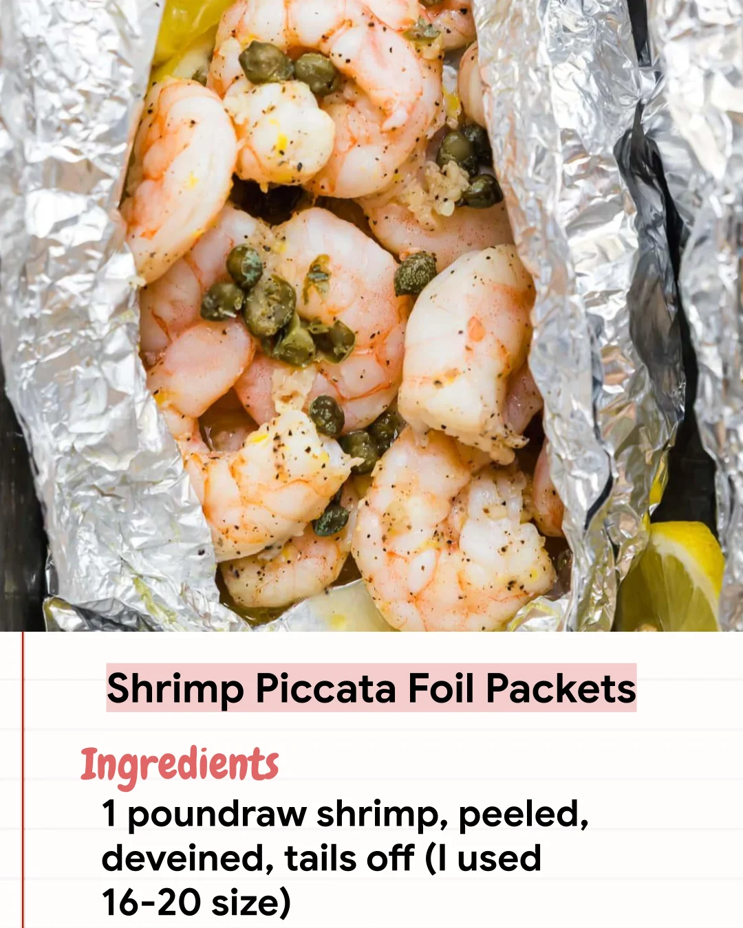 Low Carb Recipe Shrimp Piccata Foil Packets