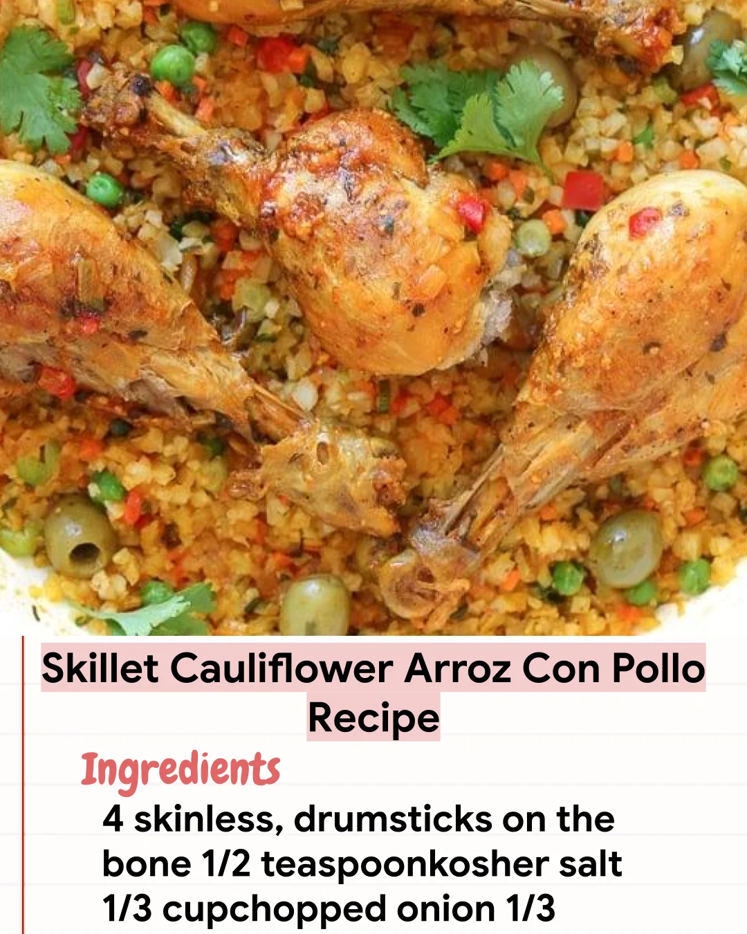 Low Carb Recipe Skillet Cauliflower Arroz Con Pollo Recipe
