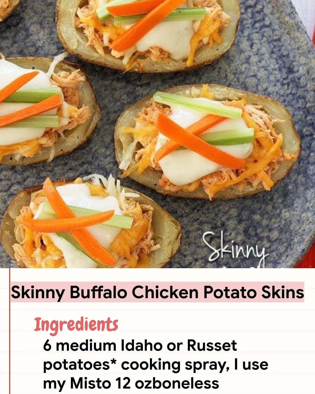 Low Carb Recipe Skinny Buffalo Chicken Potato Skins