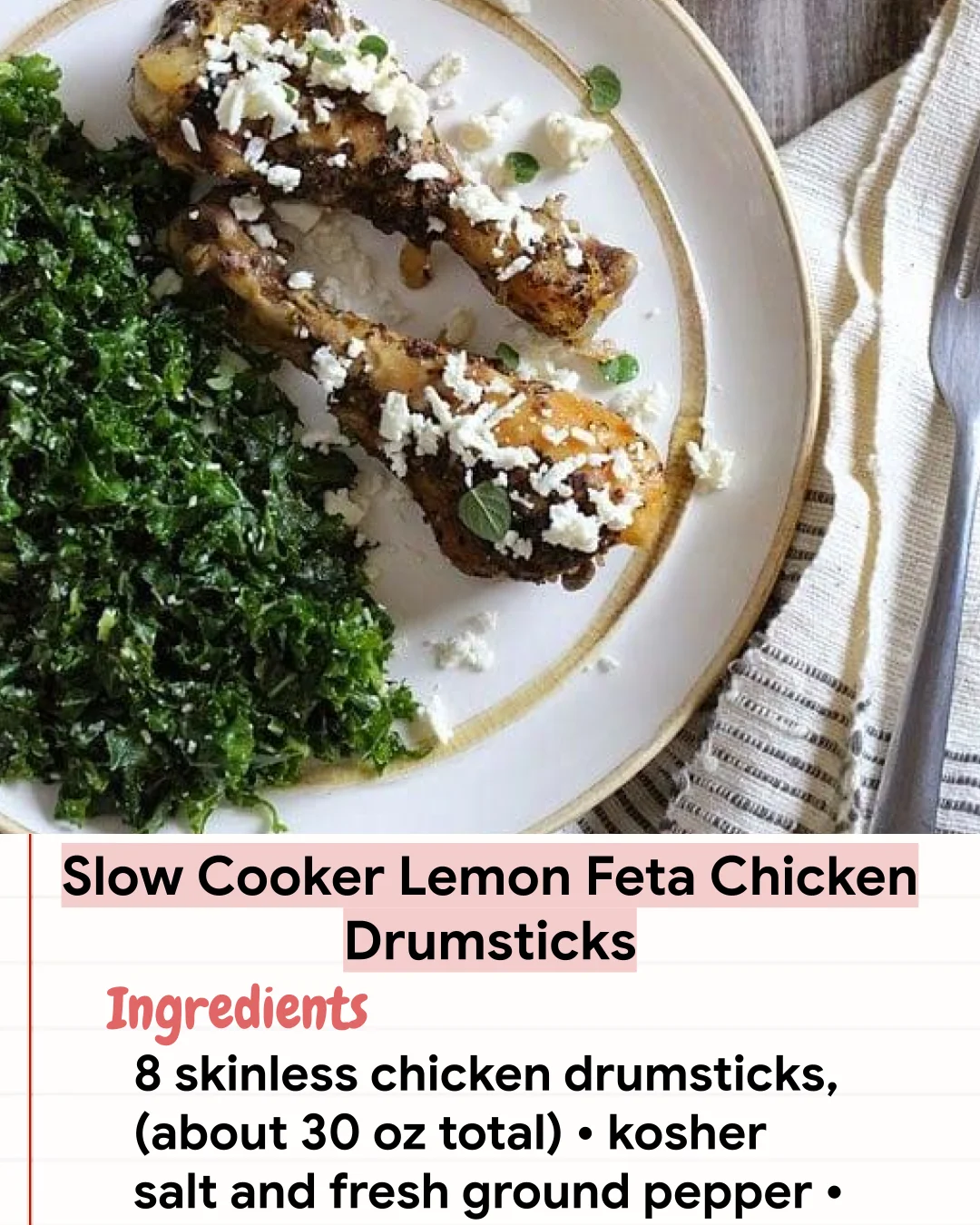 Low Carb Recipe Slow Cooker Lemon Feta Chicken Drumsticks