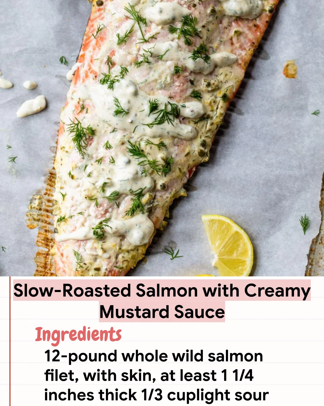 Low Carb Recipe Slow-Roasted Salmon with Creamy Mustard Sauce