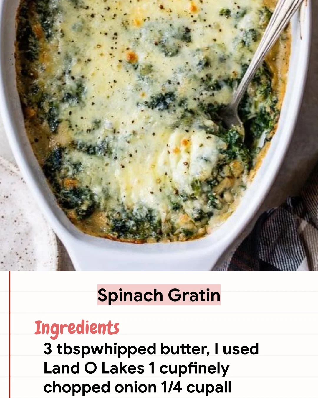 Low Carb Recipe Spinach Gratin