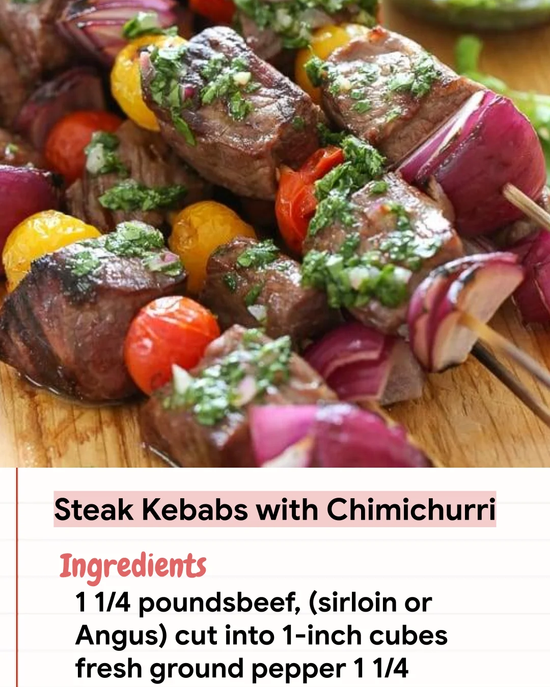 Low Carb Recipe Steak Kebabs with Chimichurri