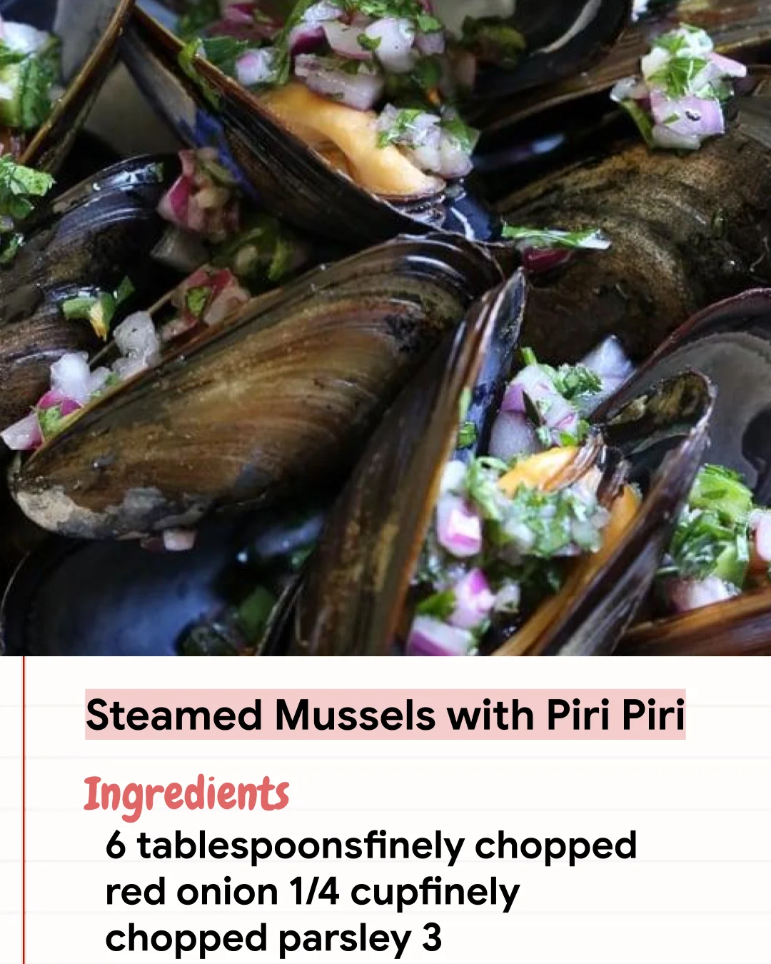 Low Carb Recipe Steamed Mussels with Piri Piri