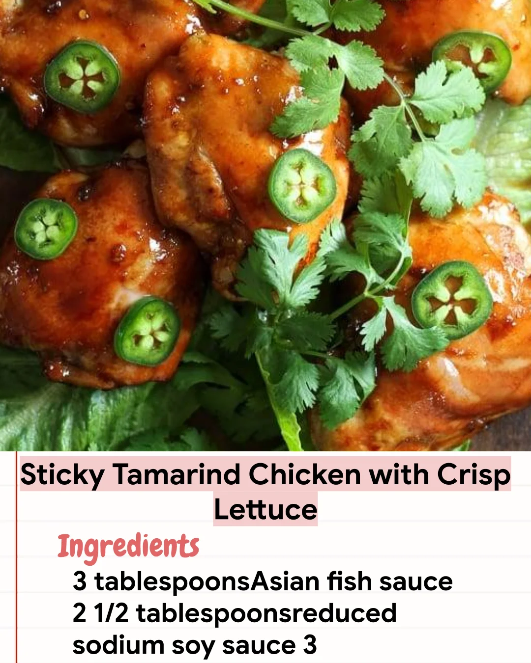 Low Carb Recipe Sticky Tamarind Chicken with Crisp Lettuce