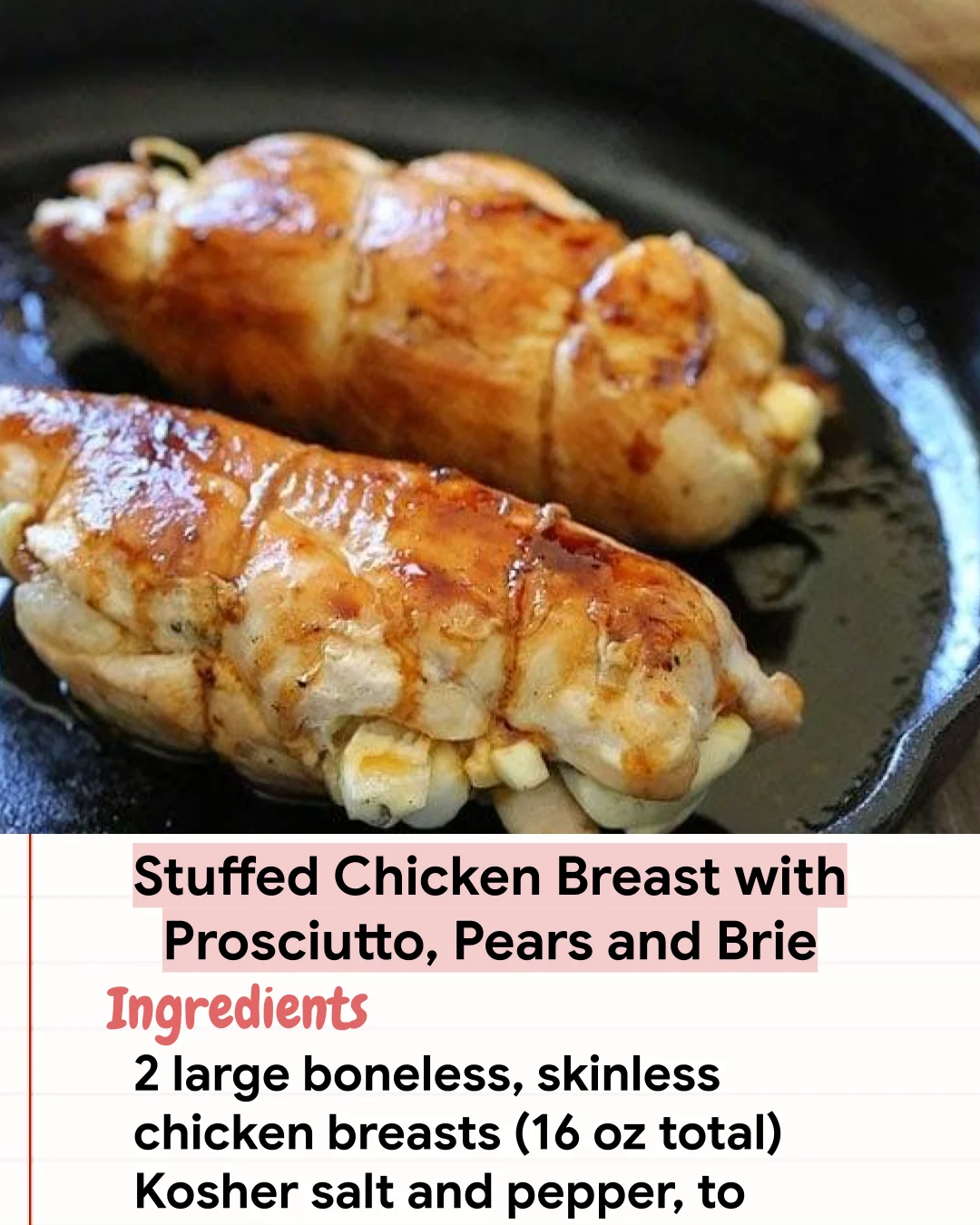 Low Carb Recipe Stuffed Chicken Breast with Prosciutto, Pears and Brie