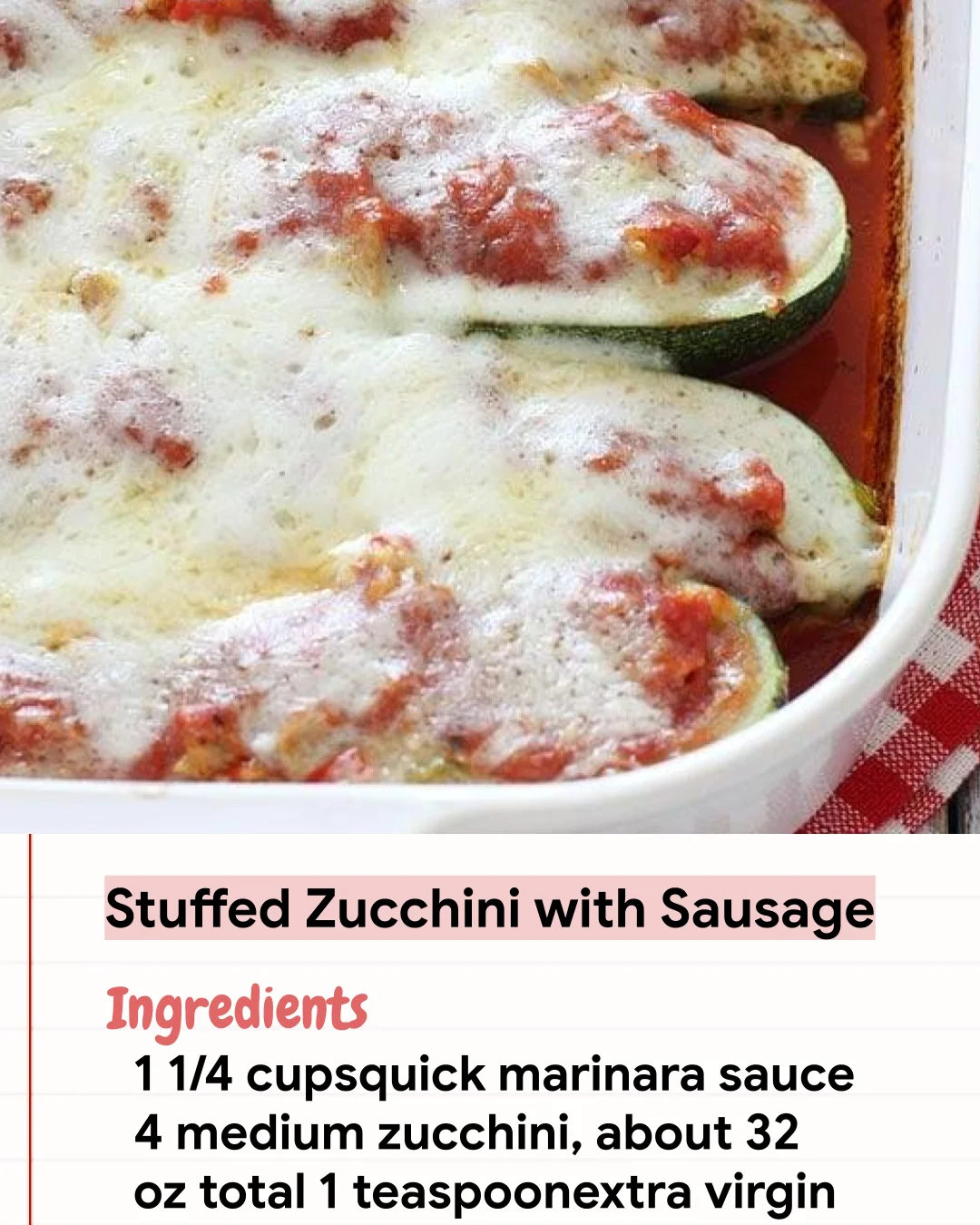 Low Carb Recipe Stuffed Zucchini with Sausage