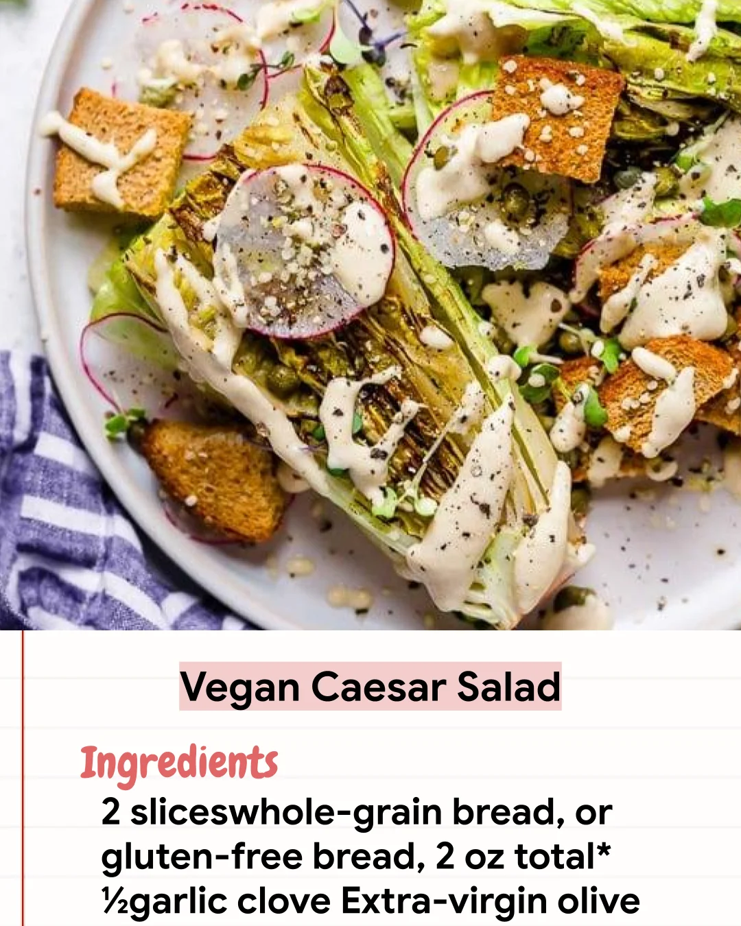 Low Carb Recipe Vegan Caesar Salad