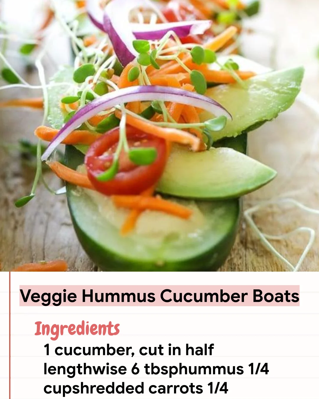 Low Carb Recipe Veggie Hummus Cucumber Boats