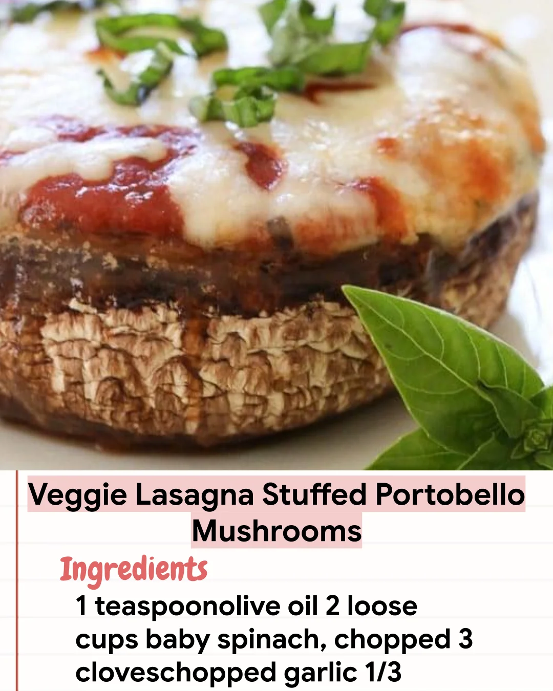 Low Carb Recipe Veggie Lasagna Stuffed Portobello Mushrooms