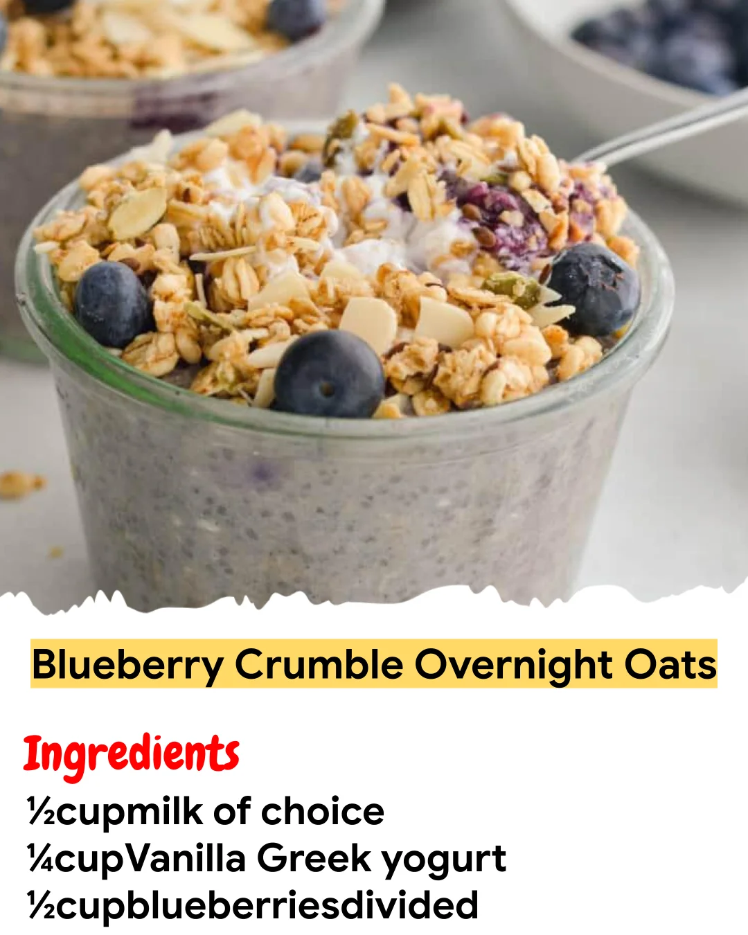 Meal Prep Recipe Blueberry Crumble Overnight Oats