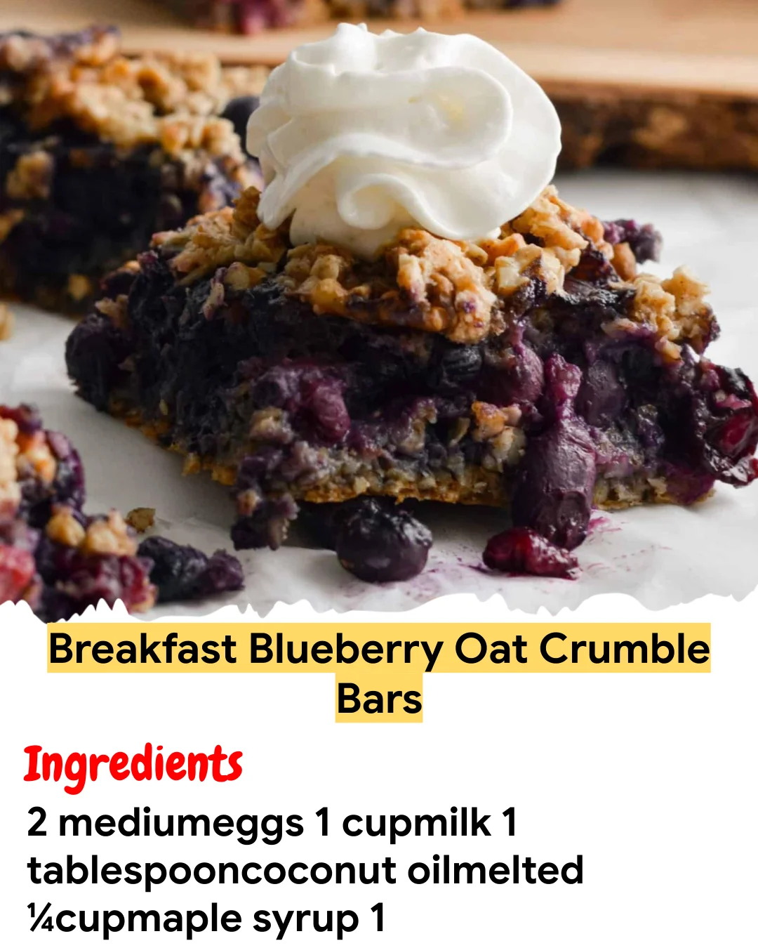 Meal Prep Recipe Breakfast Blueberry Oat Crumble Bars