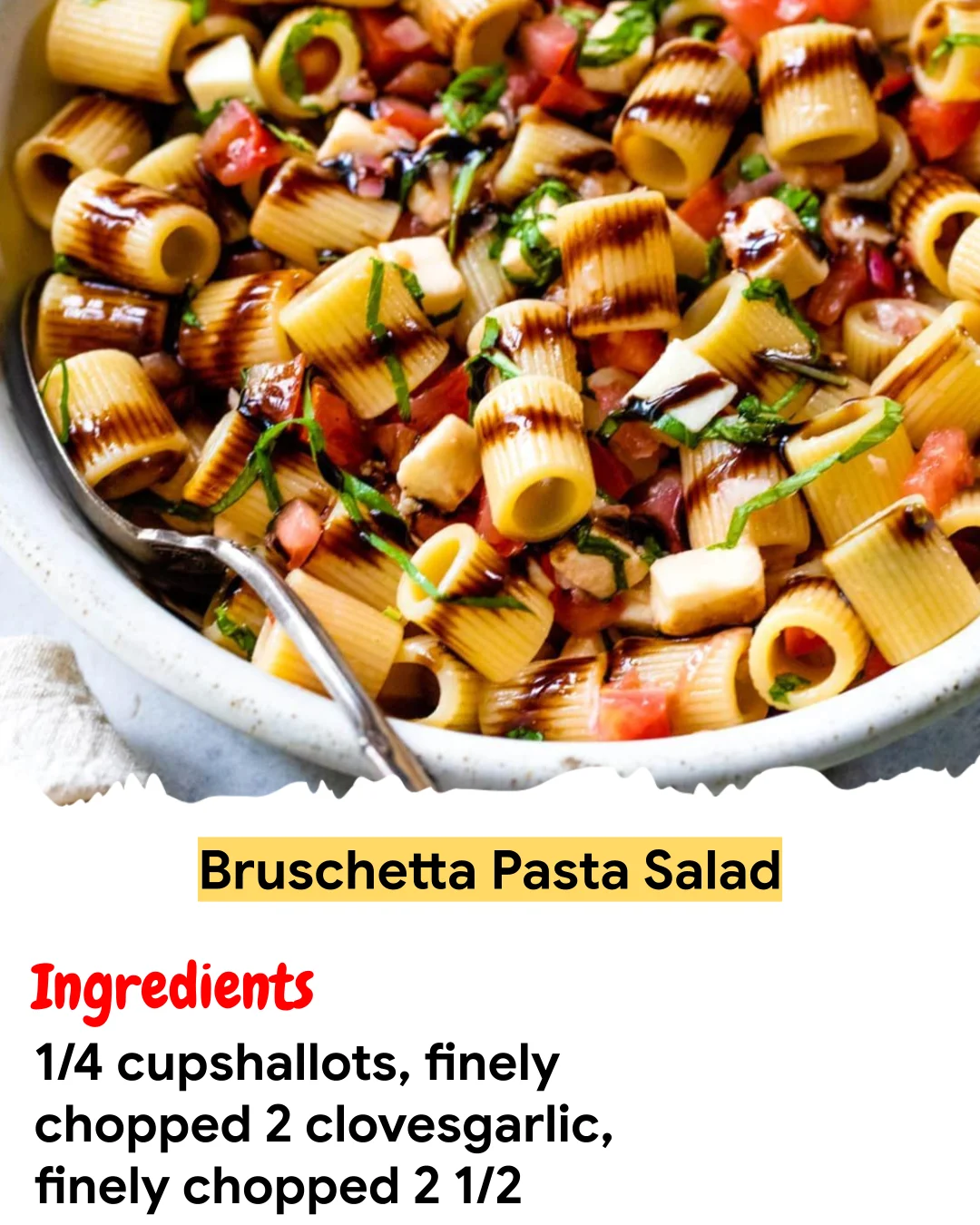 Meal Prep Recipe Bruschetta Pasta Salad