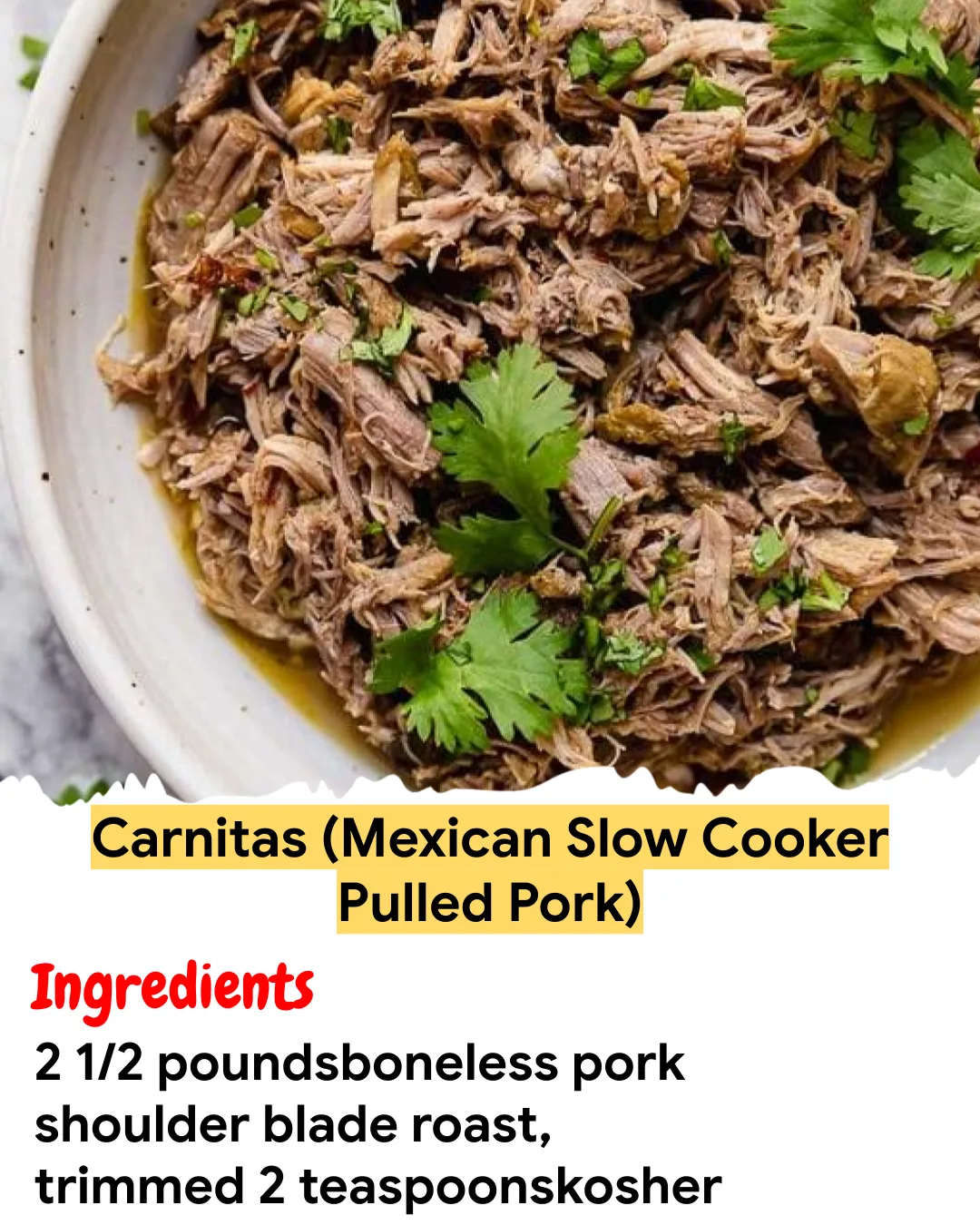 Meal Prep Recipe Carnitas (Mexican Slow Cooker Pulled Pork)