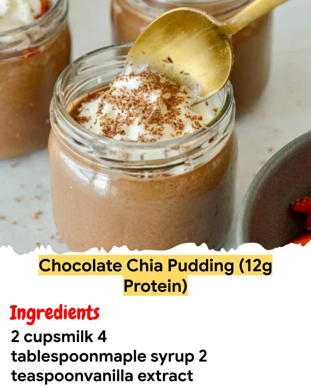 Meal Prep Recipe Chocolate Chia Pudding (12g Protein)