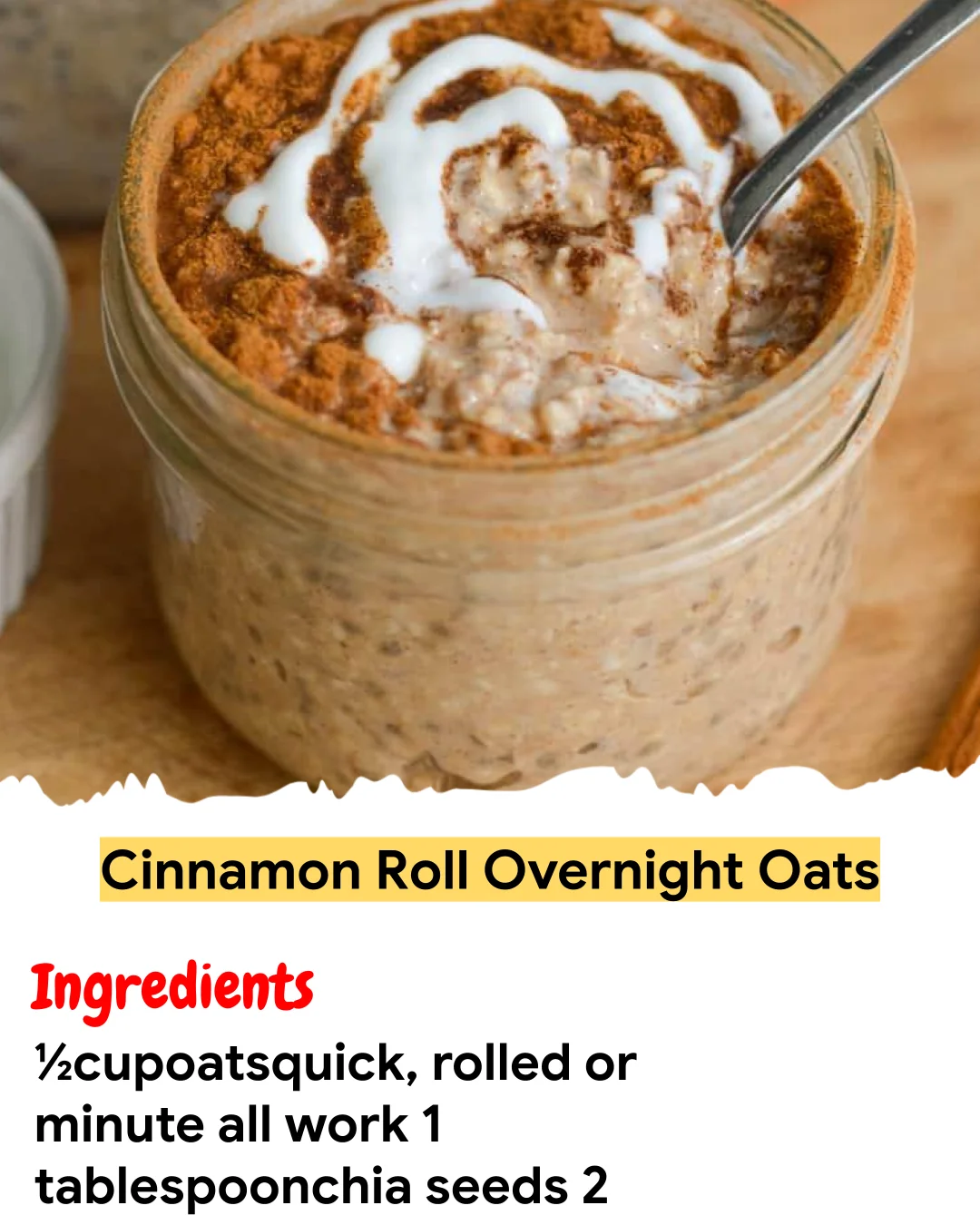 Meal Prep Recipe Cinnamon Roll Overnight Oats