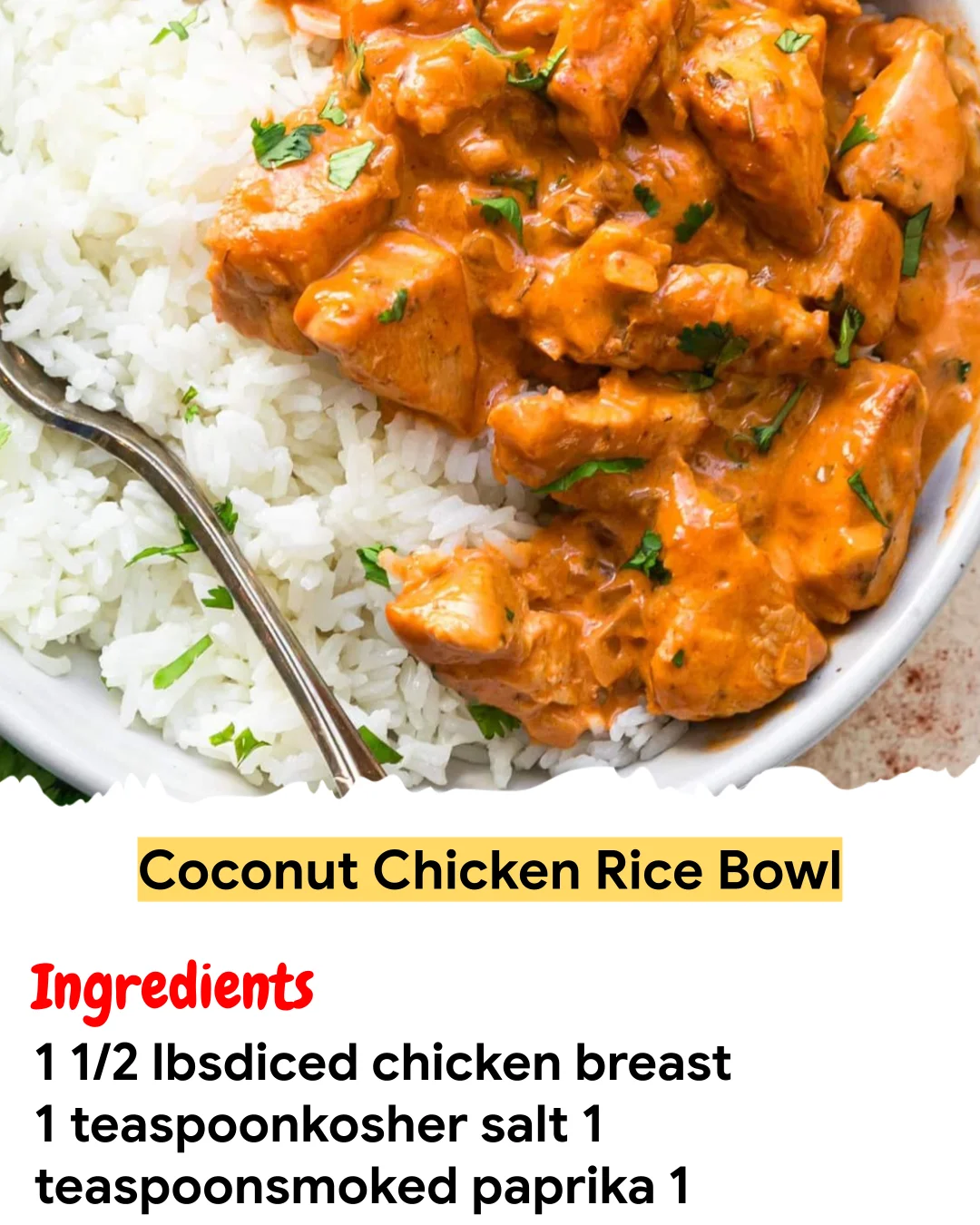 Meal Prep Recipe Coconut Chicken Rice Bowl
