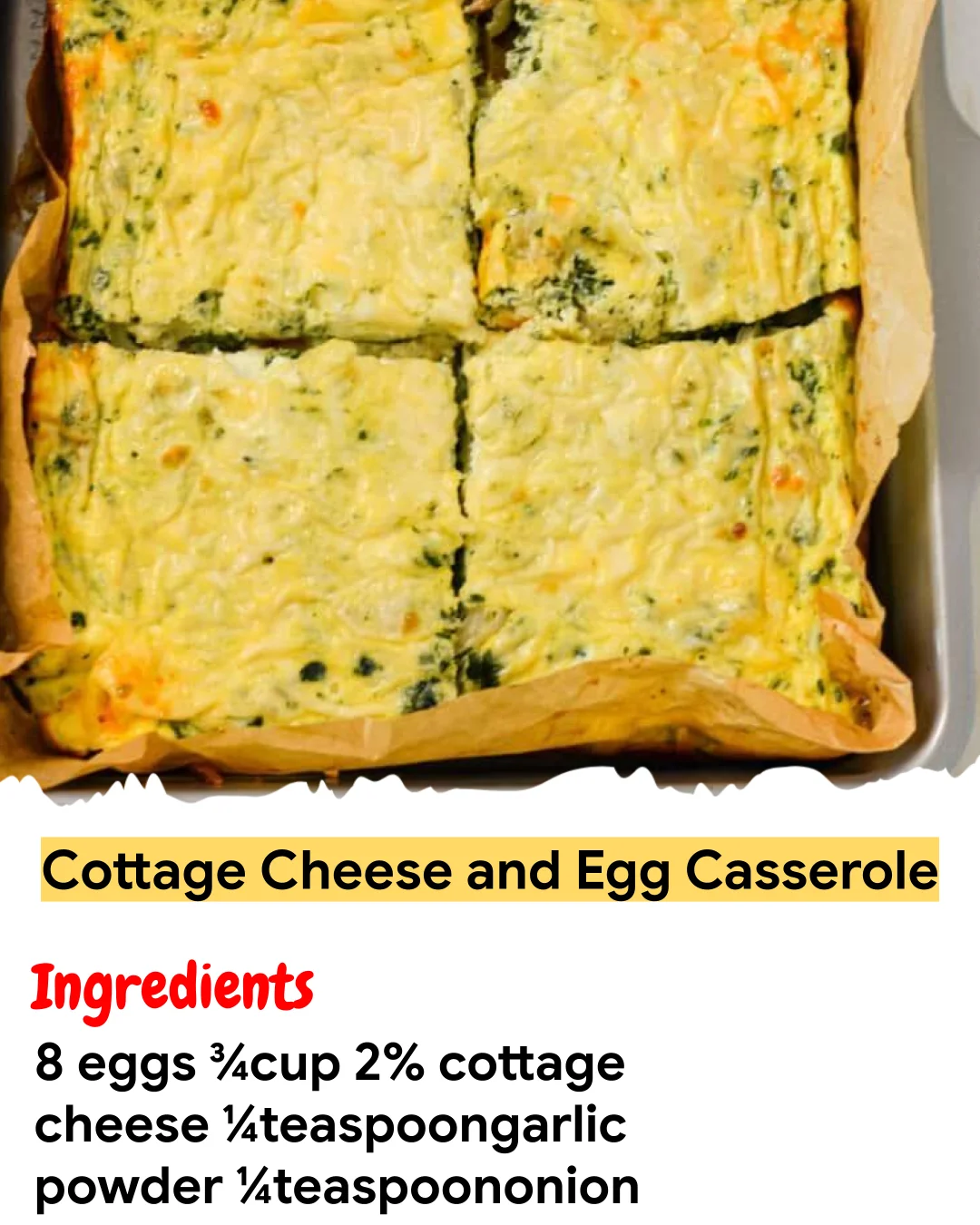 Meal Prep Recipe Cottage Cheese and Egg Casserole
