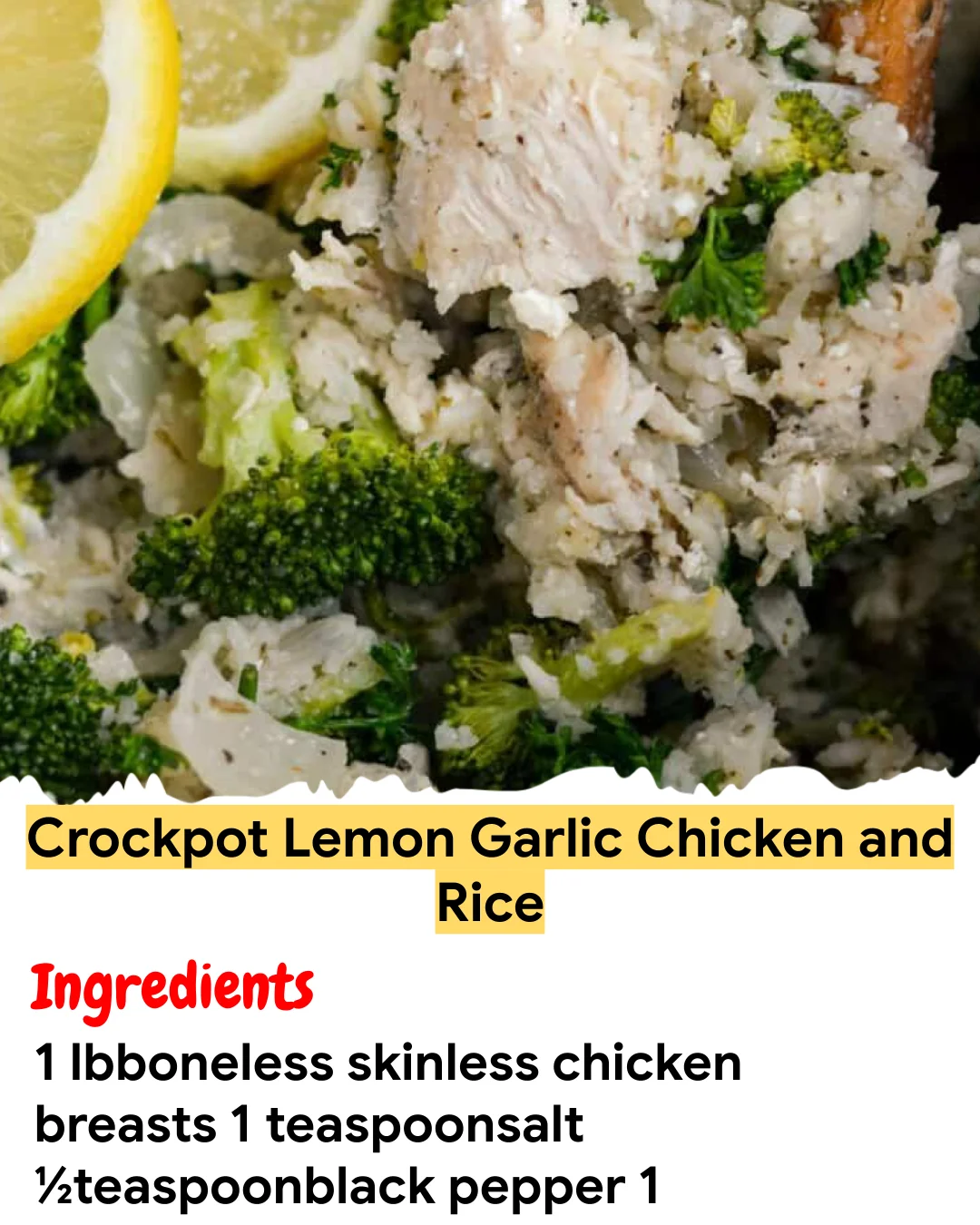 Meal Prep Recipe Crockpot Lemon Garlic Chicken and Rice