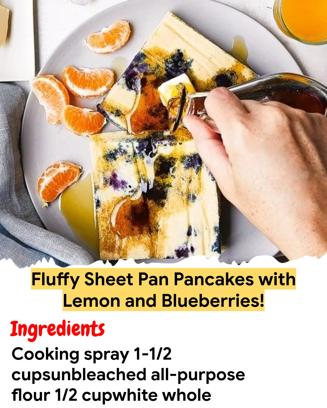 Meal Prep Recipe Fluffy Sheet Pan Pancakes with Lemon and Blueberries!