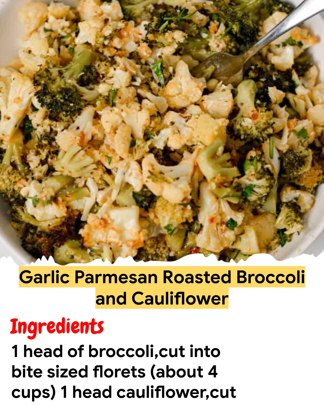 Meal Prep Recipe Garlic Parmesan Roasted Broccoli and Cauliflower