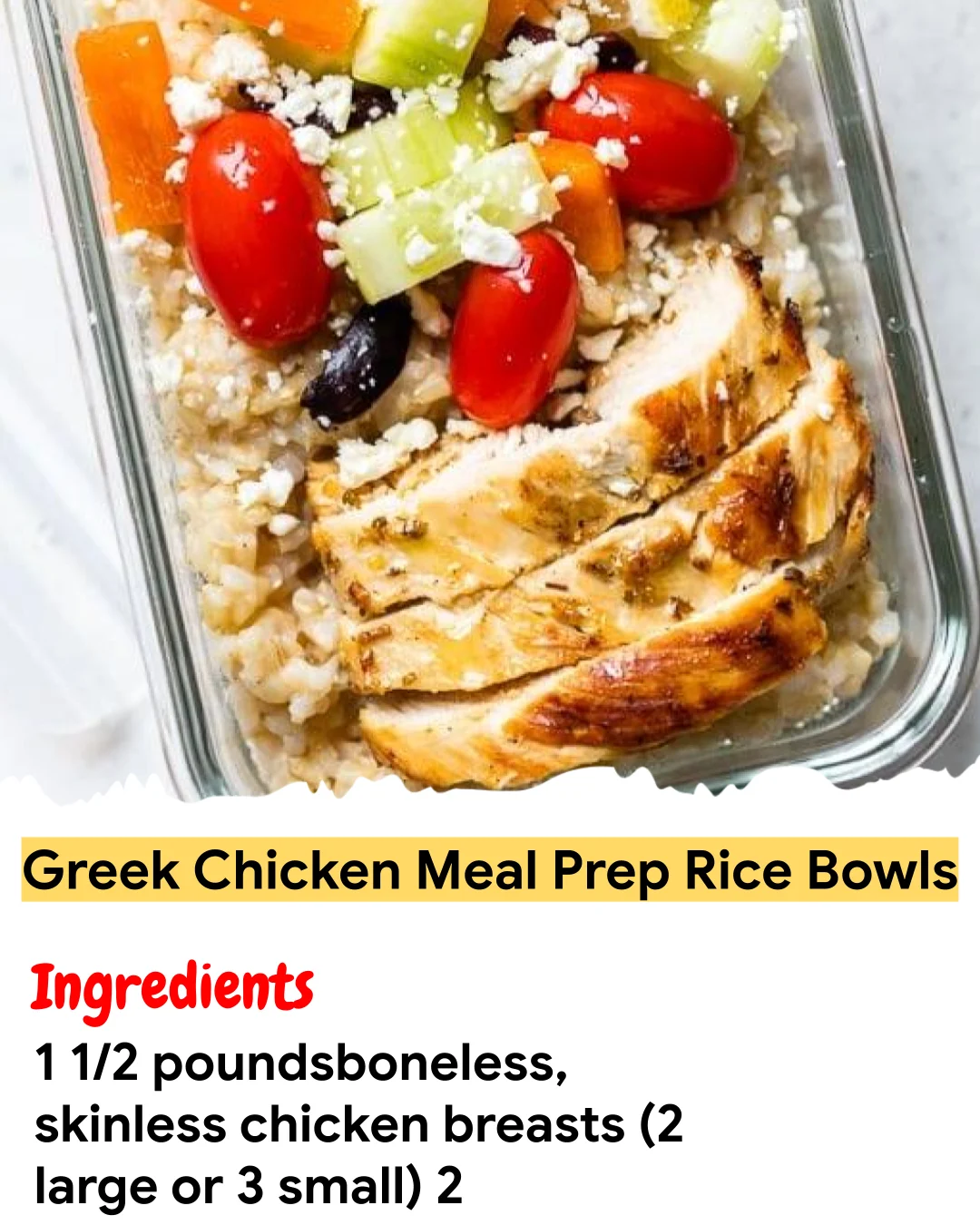 Meal Prep Recipe Greek Chicken Meal Prep Rice Bowls