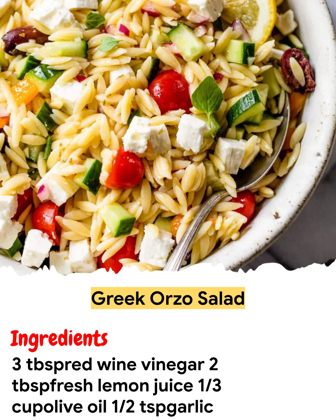 Meal Prep Recipe Greek Orzo Salad
