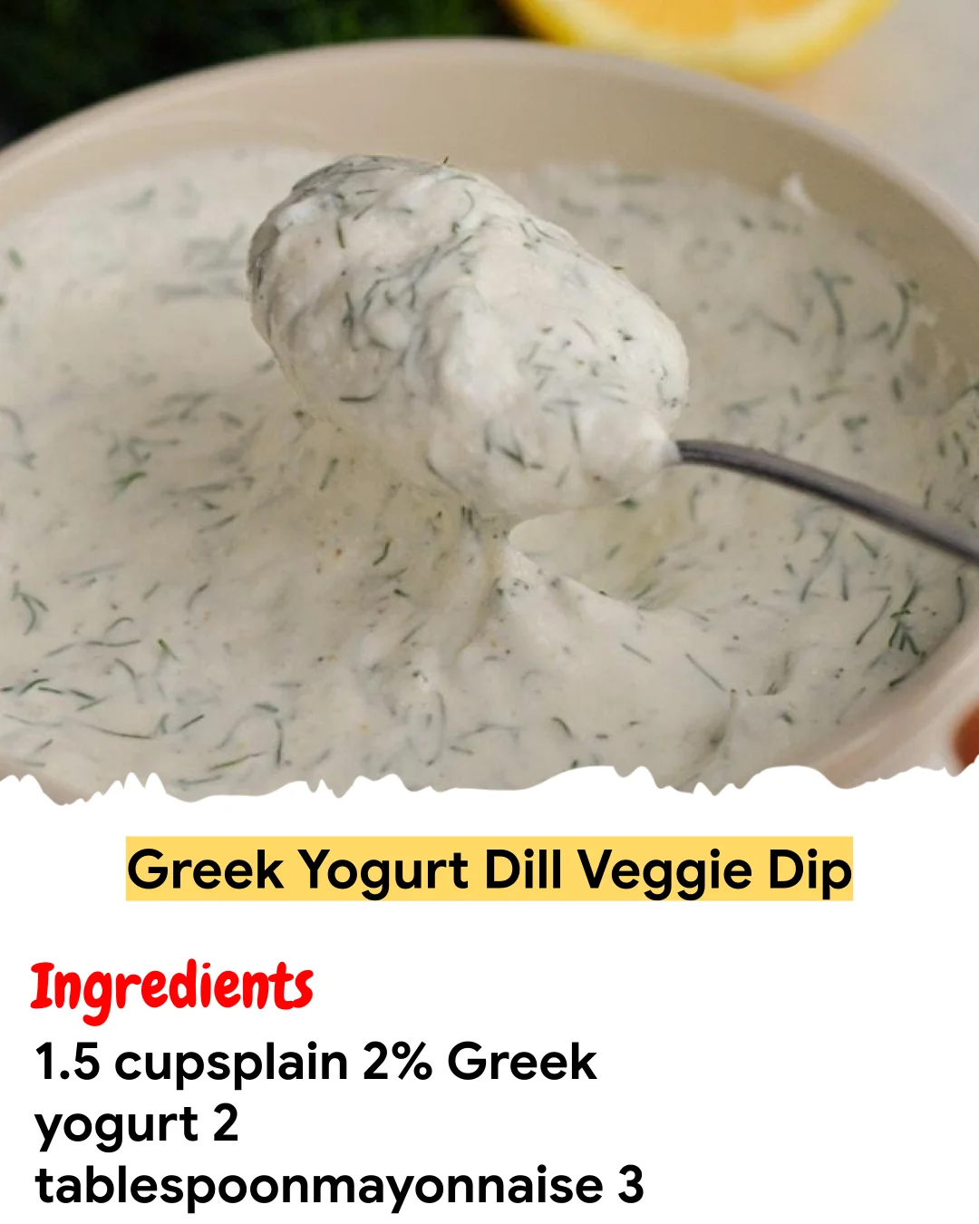 Meal Prep Recipe Greek Yogurt Dill Veggie Dip