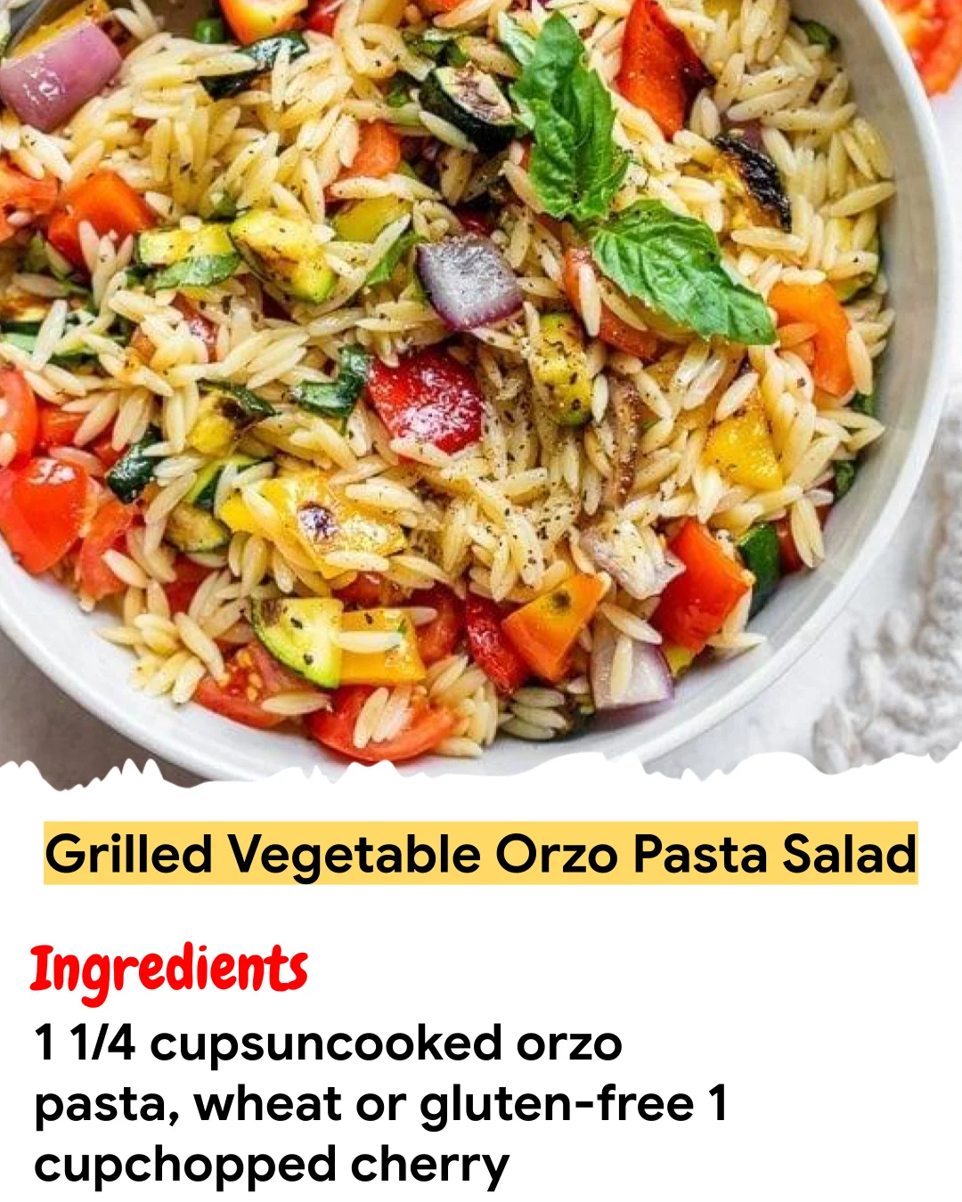 Meal Prep Recipe Grilled Vegetable Orzo Pasta Salad