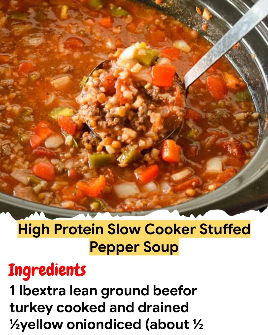 Meal Prep Recipe High Protein Slow Cooker Stuffed Pepper Soup