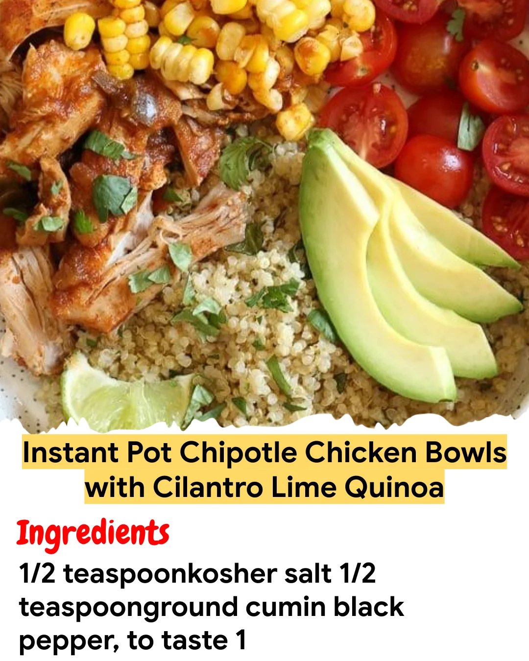 Meal Prep Recipe Instant Pot Chipotle Chicken Bowls with Cilantro Lime Quinoa