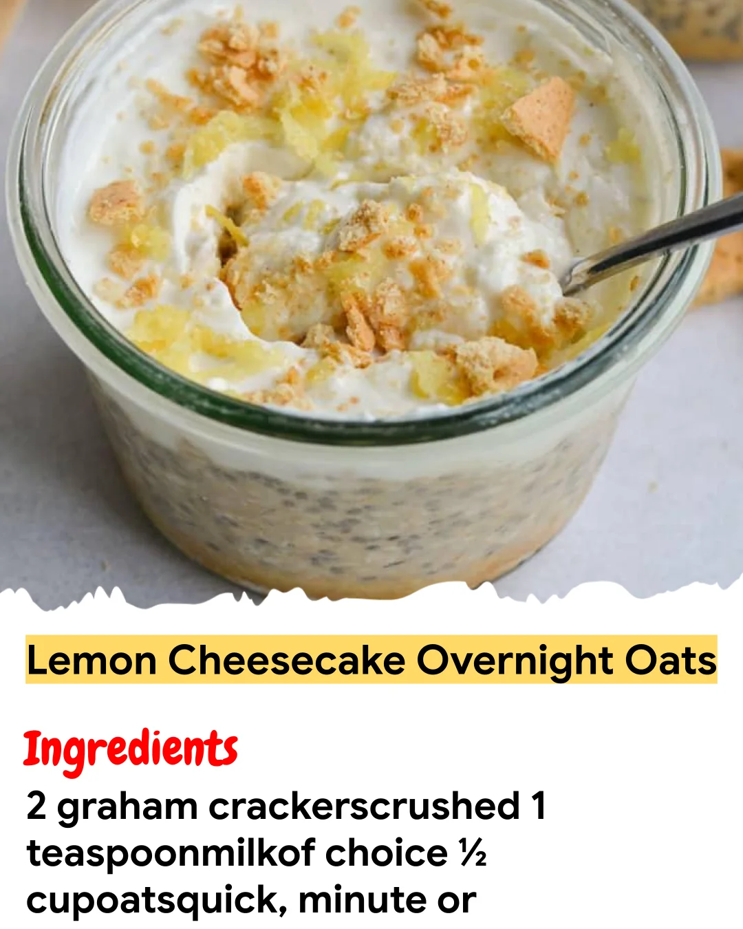 Meal Prep Recipe Lemon Cheesecake Overnight Oats