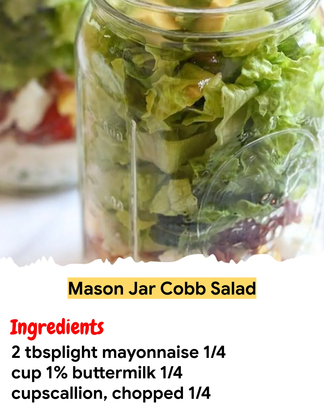 Meal Prep Recipe Mason Jar Cobb Salad