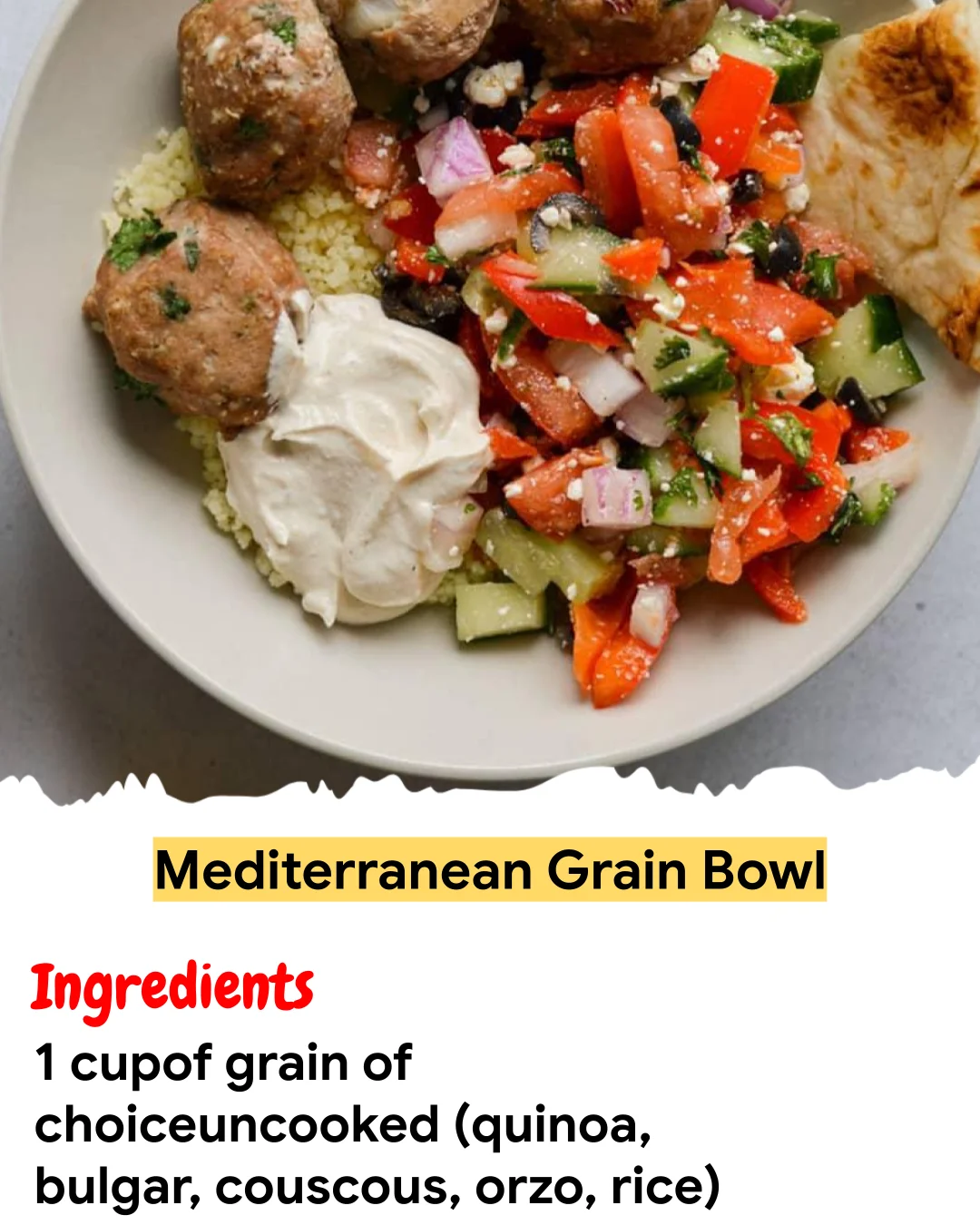 Meal Prep Recipe Mediterranean Grain Bowl