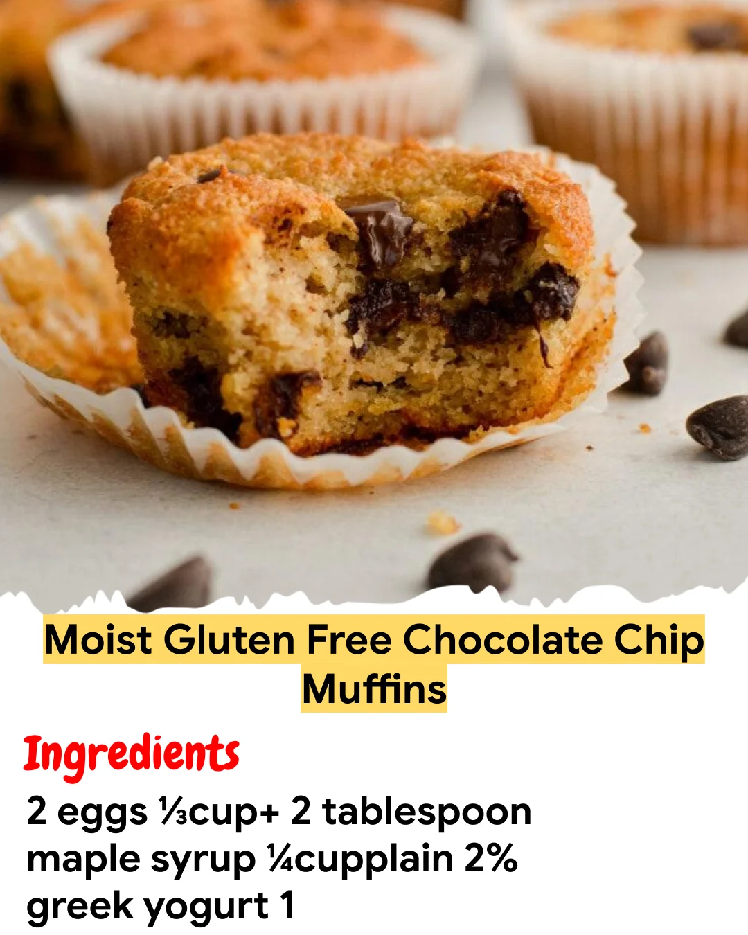Meal Prep Recipe Moist Gluten Free Chocolate Chip Muffins