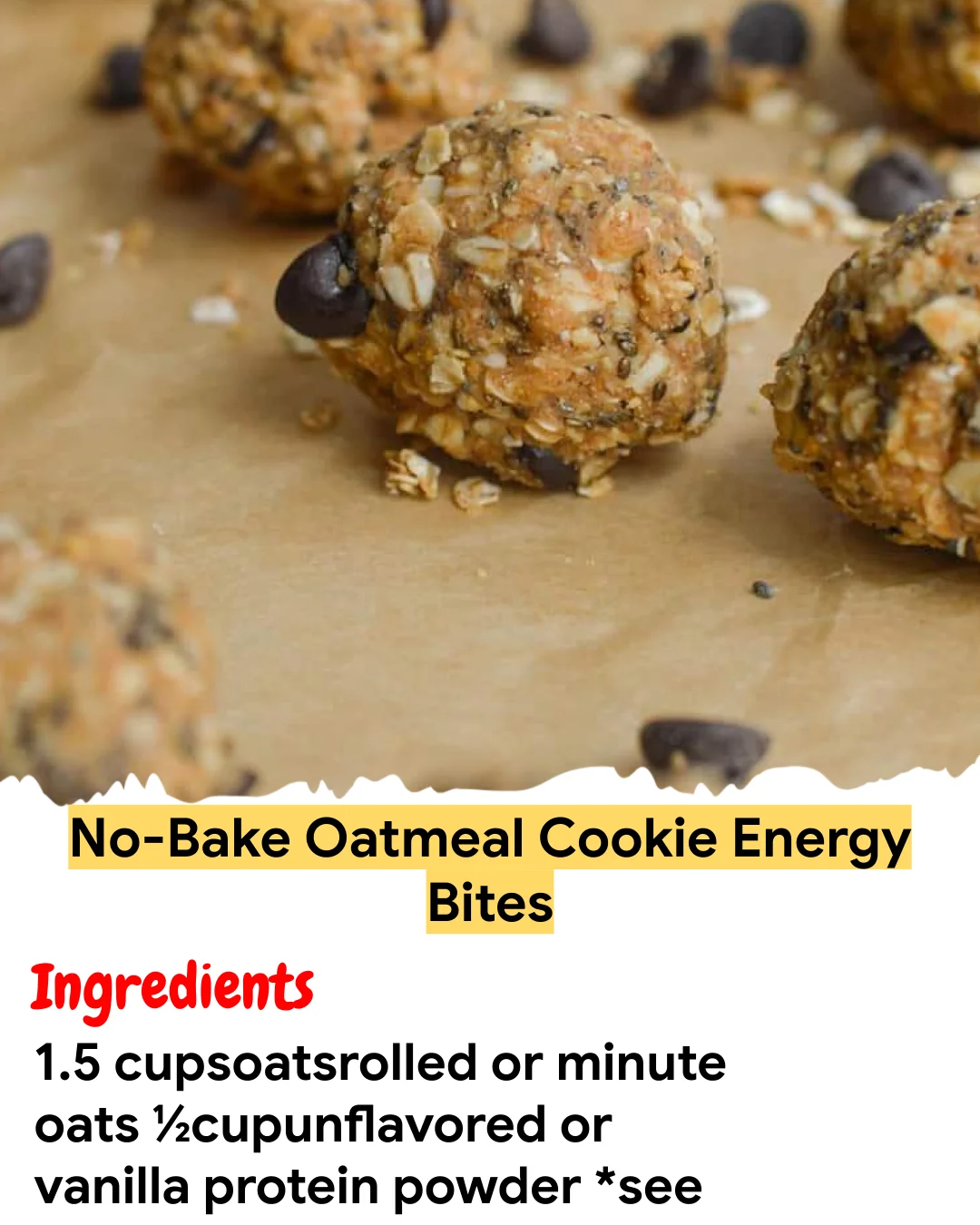Meal Prep Recipe No-Bake Oatmeal Cookie Energy Bites