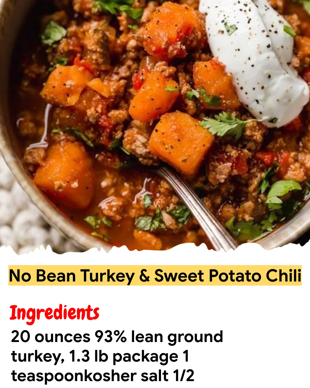 Meal Prep Recipe No Bean Turkey & Sweet Potato Chili