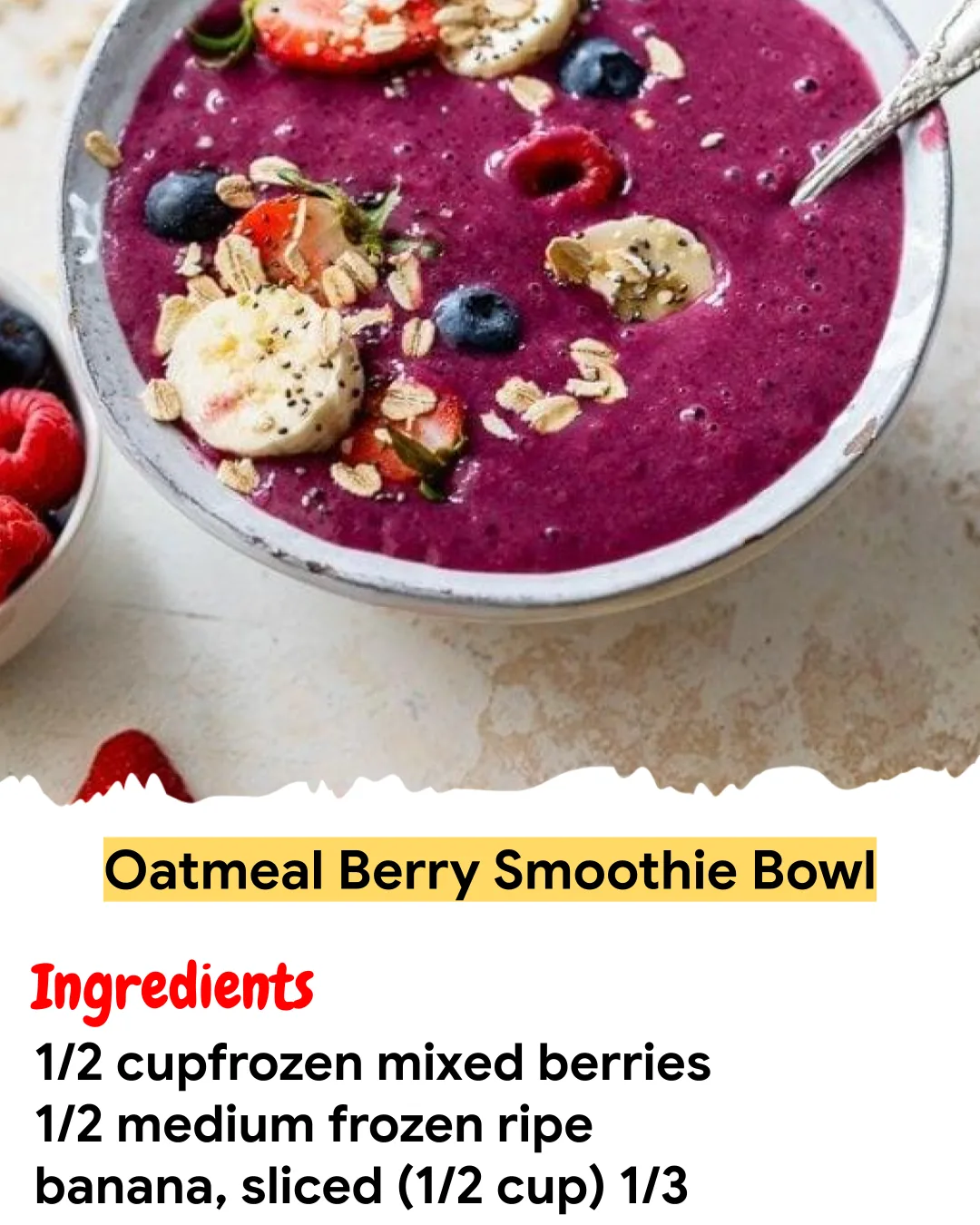Meal Prep Recipe Oatmeal Berry Smoothie Bowl