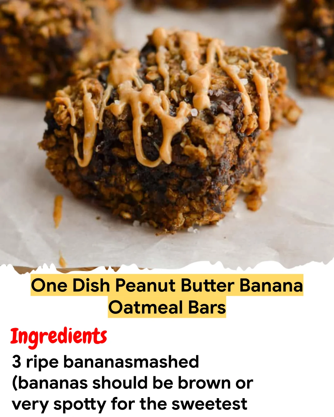 Meal Prep Recipe One Dish Peanut Butter Banana Oatmeal Bars