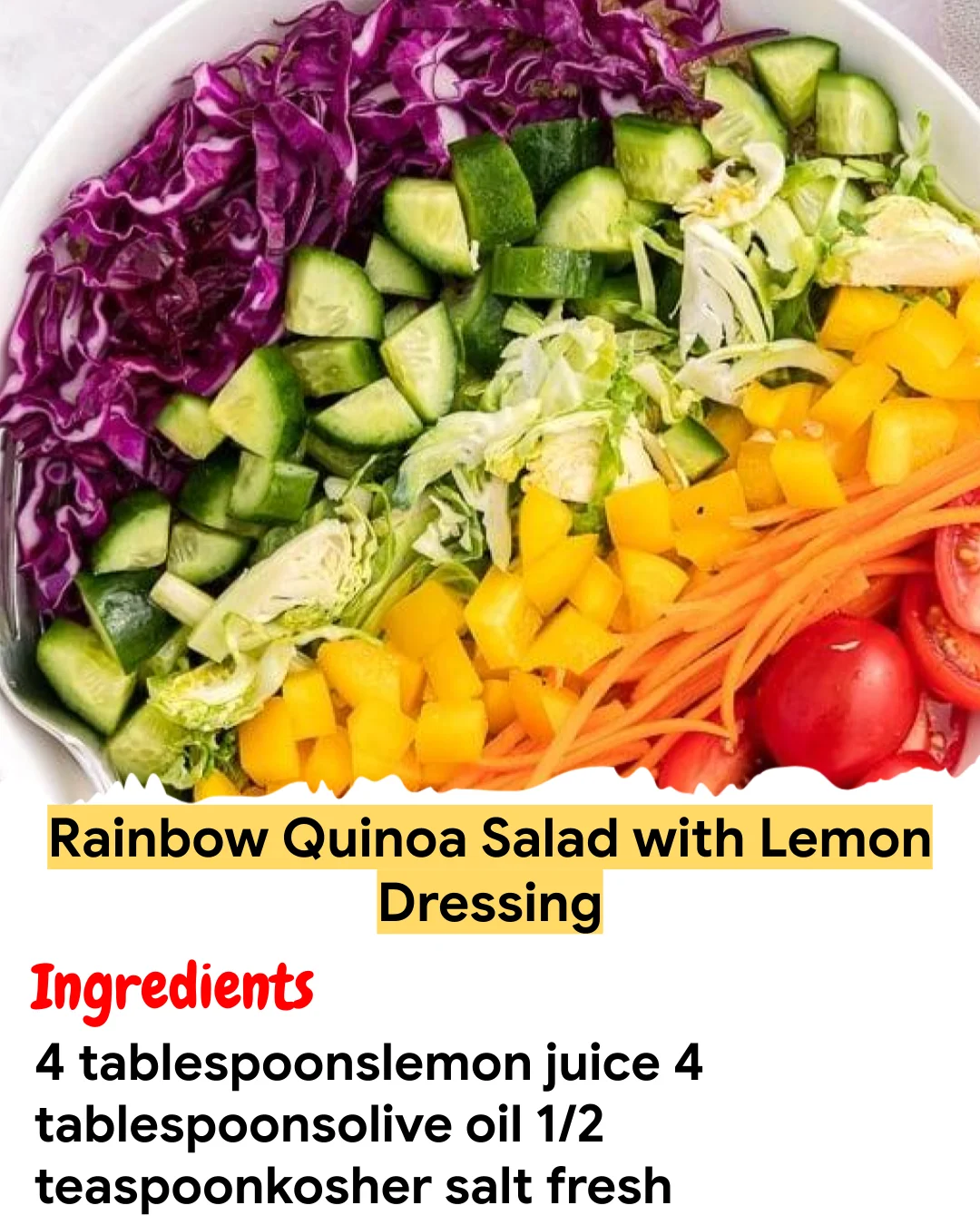 Meal Prep Recipe Rainbow Quinoa Salad with Lemon Dressing