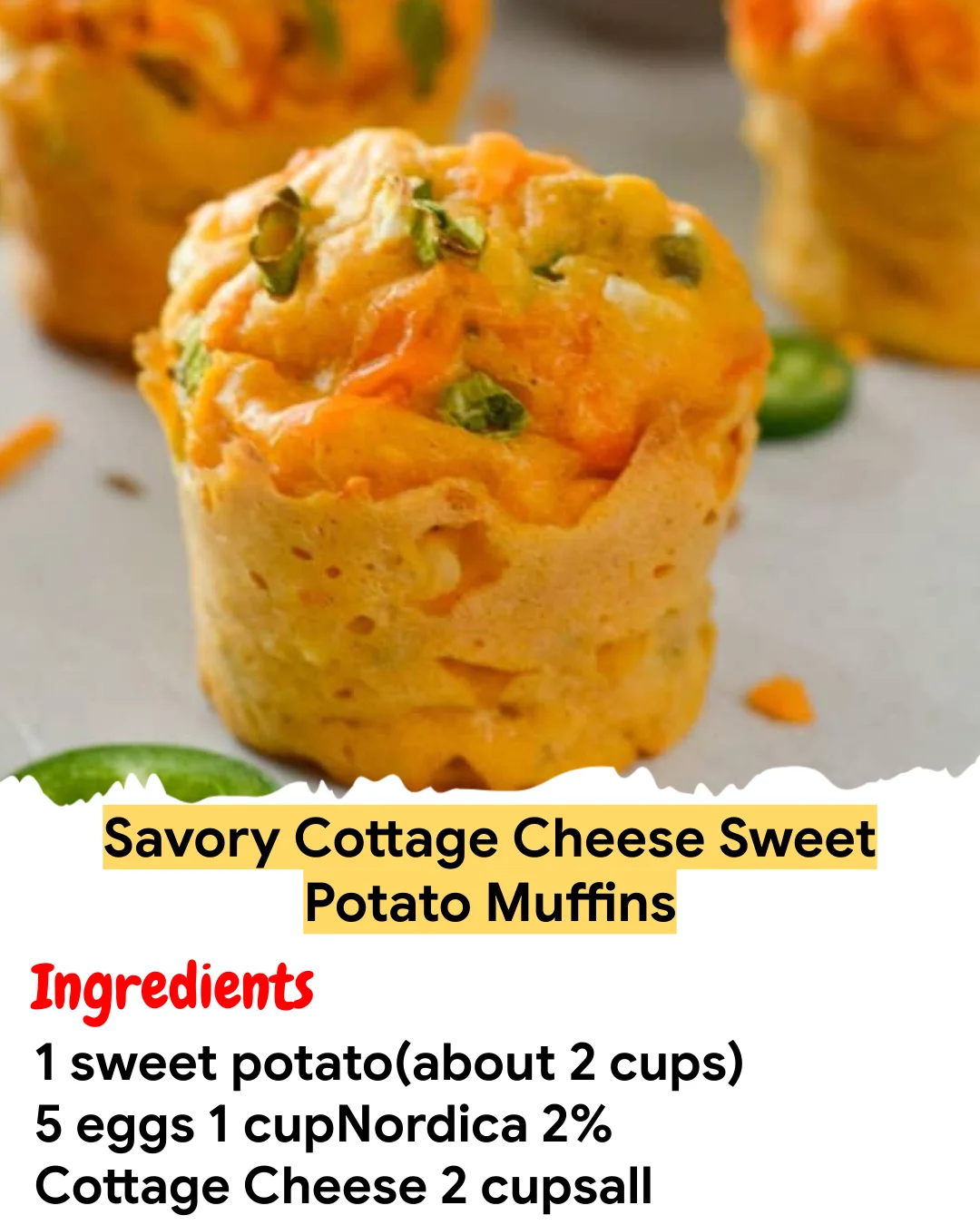 Meal Prep Recipe Savory Cottage Cheese Sweet Potato Muffins