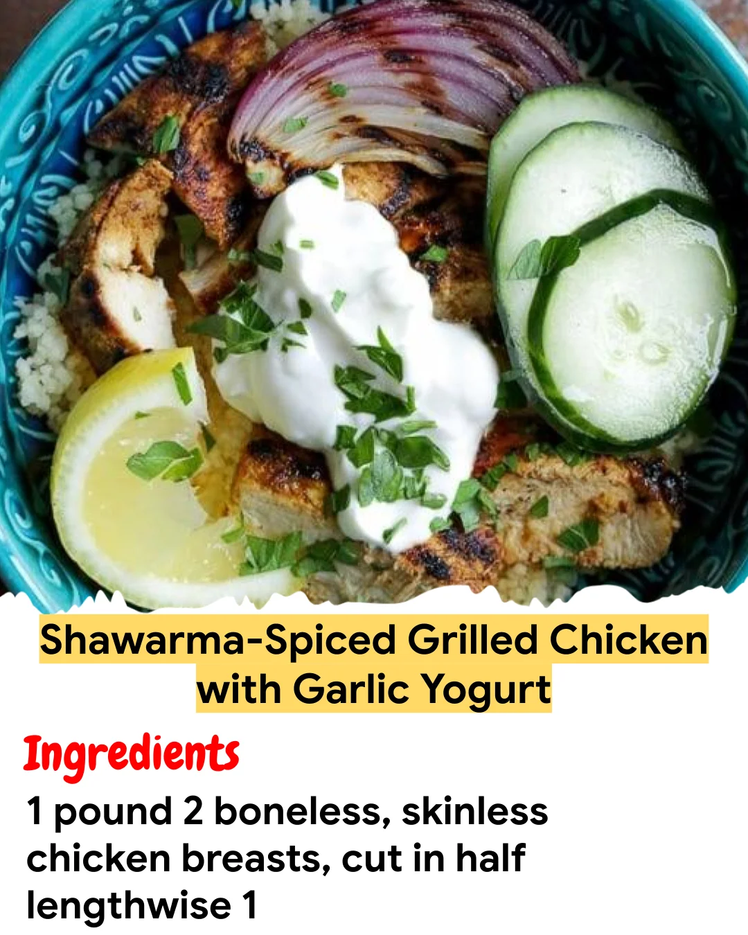 Meal Prep Recipe Shawarma-Spiced Grilled Chicken with Garlic Yogurt