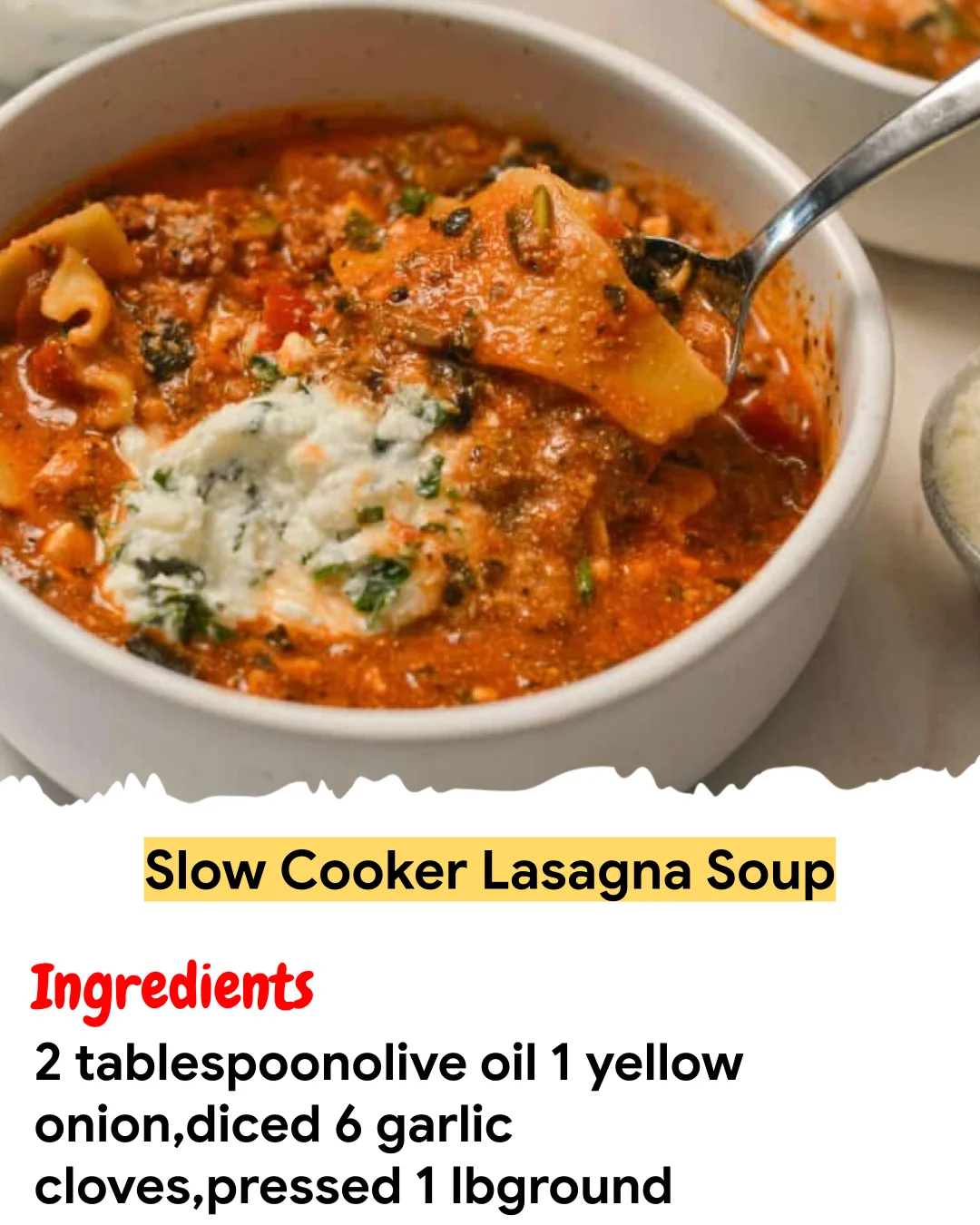 Meal Prep Recipe Slow Cooker Lasagna Soup
